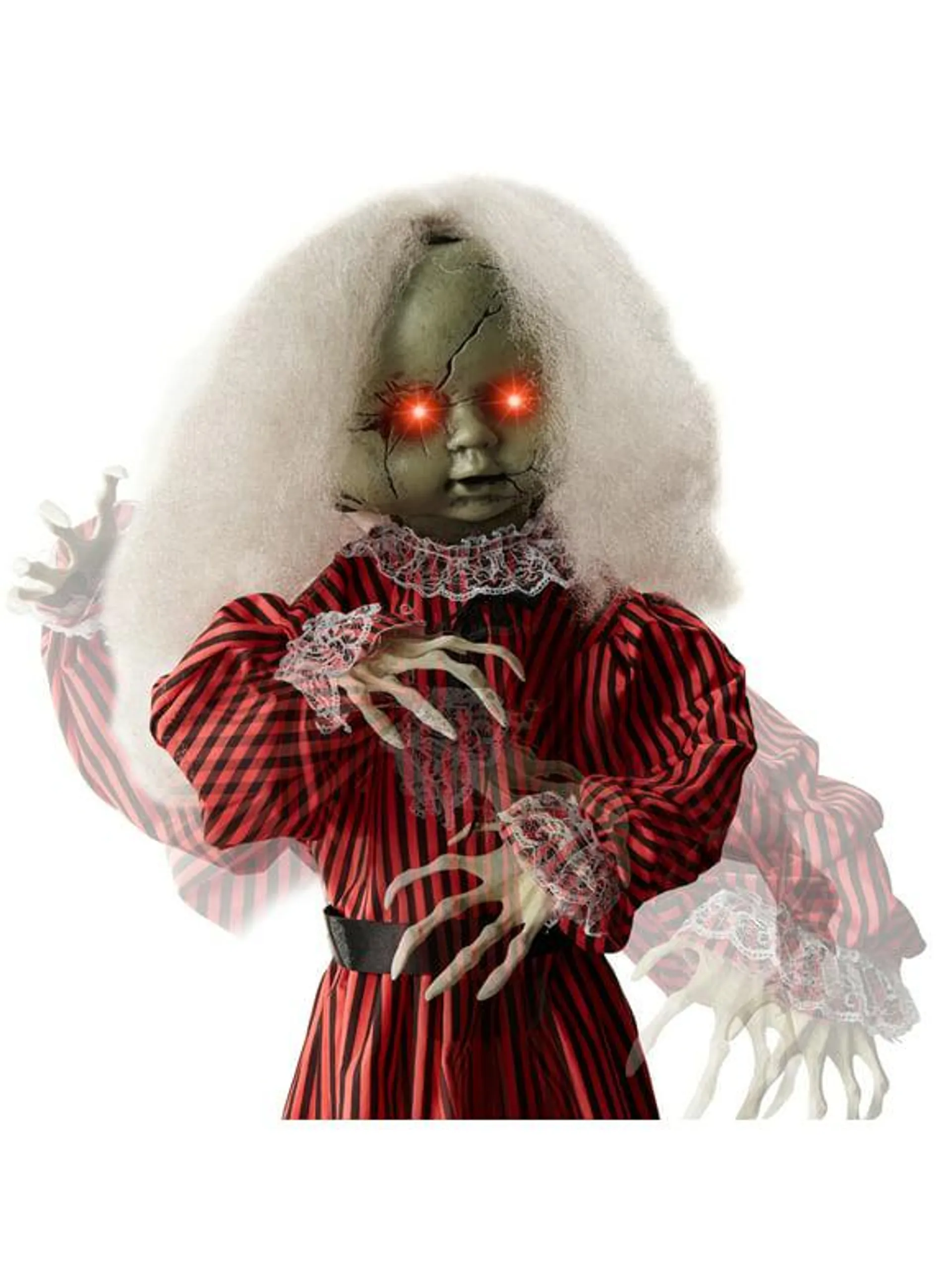 Best Choice Products Animatronic Roaming Doll Halloween Decoration, Haunted Holly Sound Activated Prop w/ Light-Up Eyes