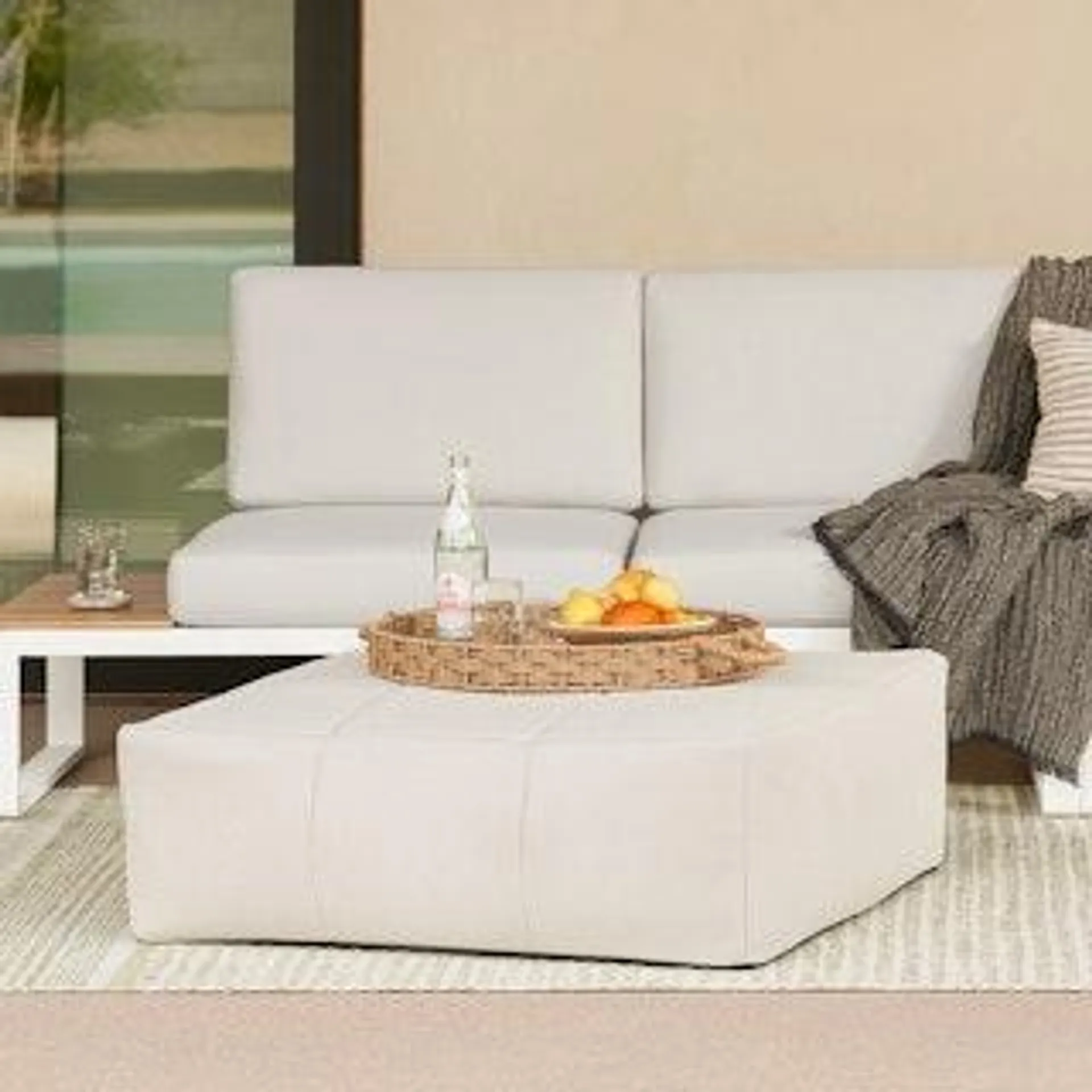 Corvos 36" Ottoman - Whisper Gray