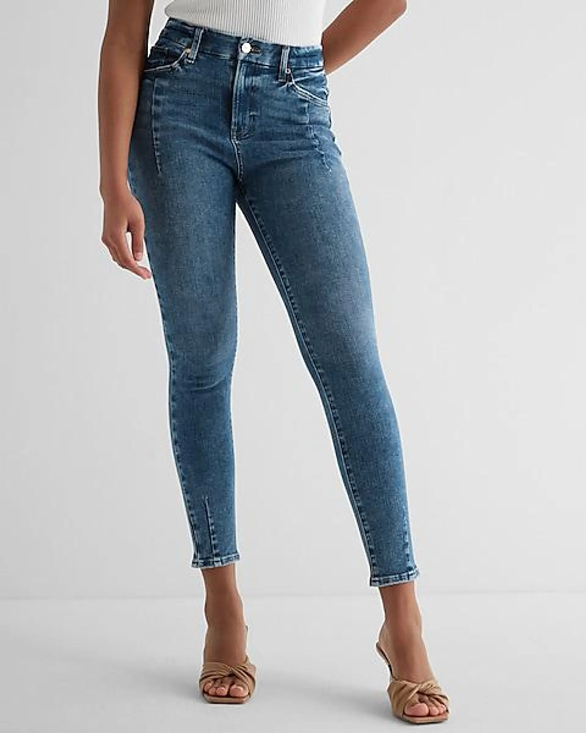 High Waisted Medium Wash Seam FlexX Skinny Jeans