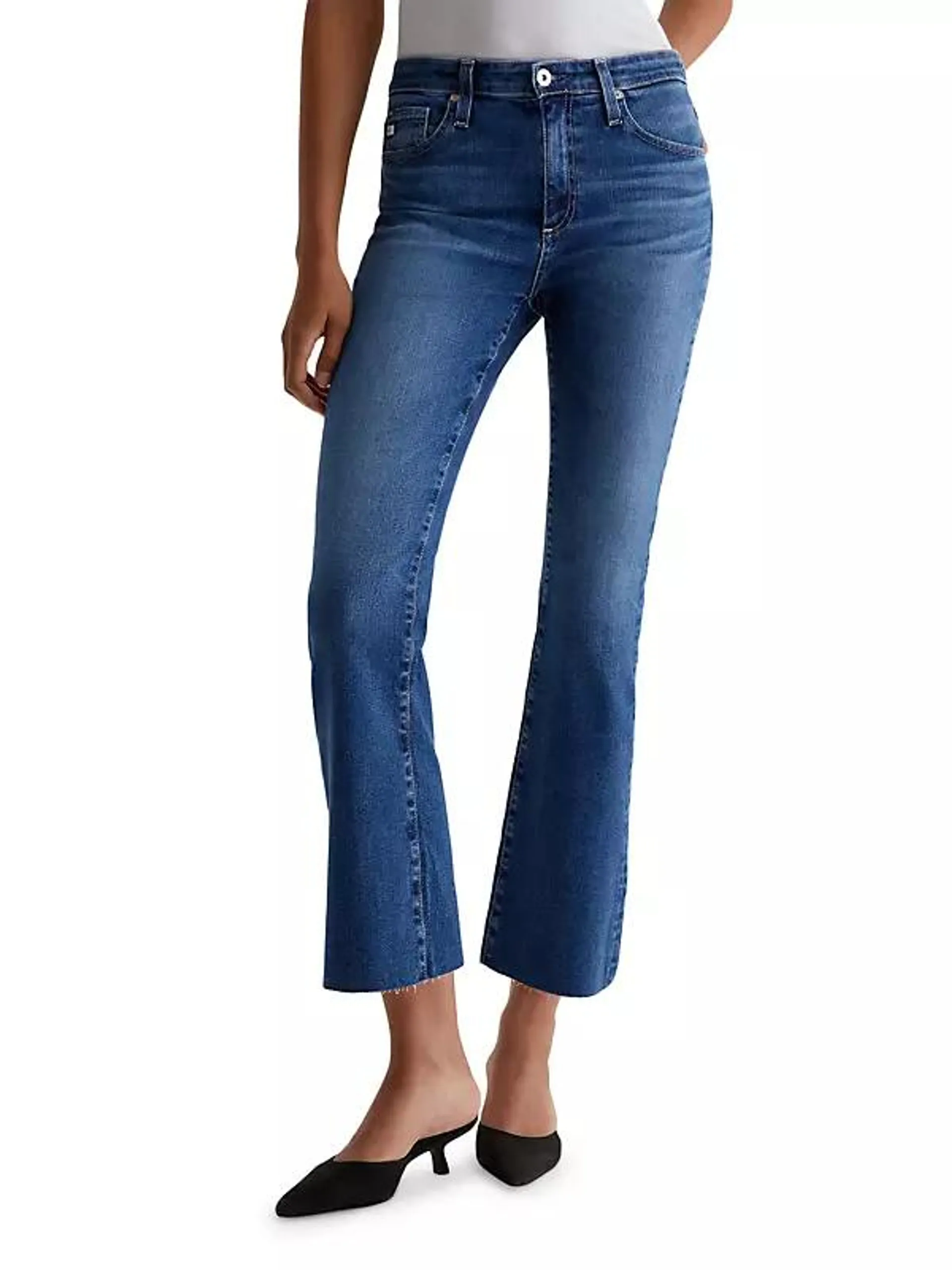 Farrah Mid-Rise Stretch Cropped Boot-Cut Jeans