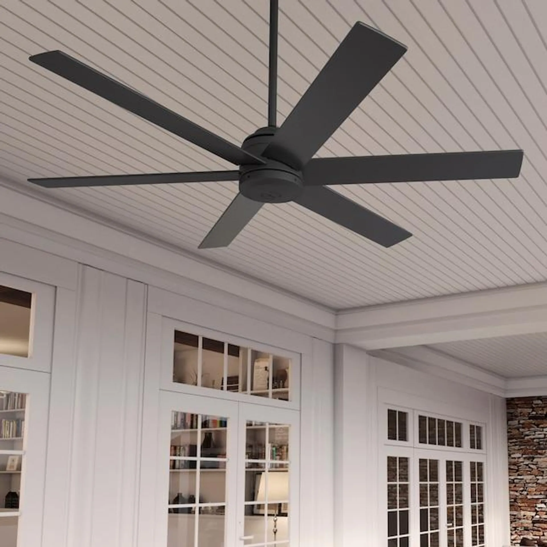 Hunter Lakeway SureSpeed 60-in Matte black Indoor/Outdoor Ceiling Fan and Remote (6-Blade)