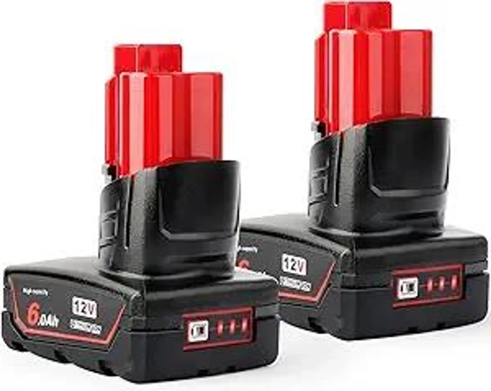 2 Pack 12V 6Ah Li-ion Replacement for Milwaukee 12V Battery Compatible with Milwaukee 48-11-0490 48-11-2402 48-11-2411 48-11-2430 12V Cordless Tools with LED Power Indicator