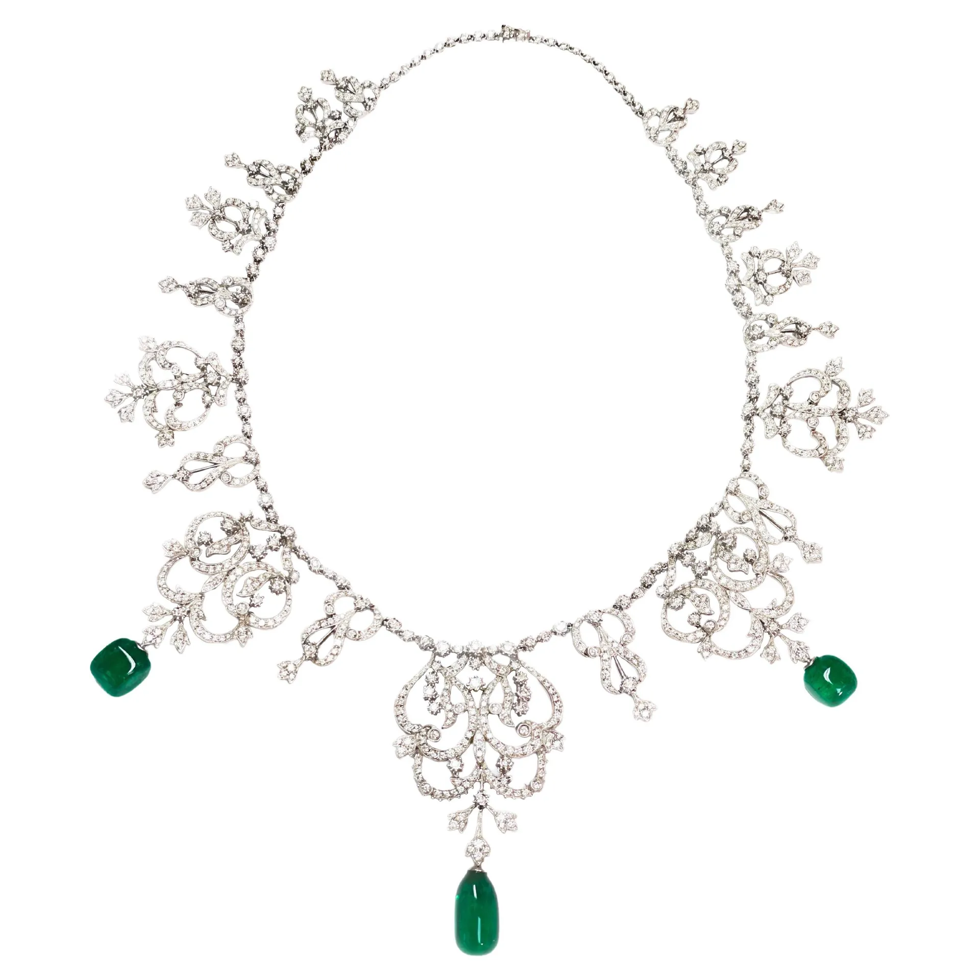 Rare Himalayan Mountain Emerald and Diamond convertible Tiara/Necklace