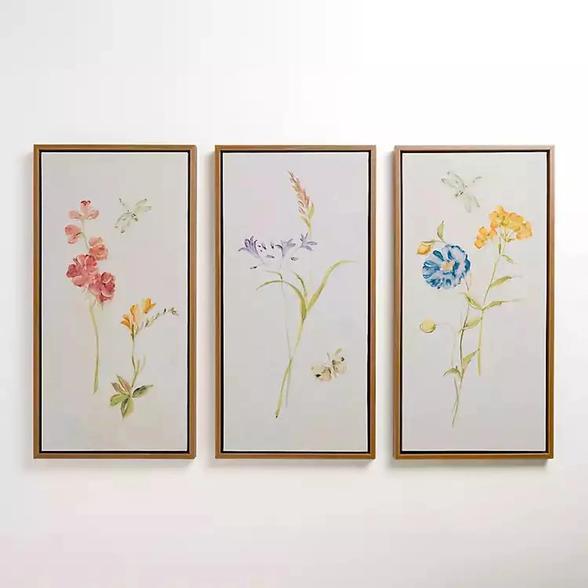 Wild Wallflowers Framed Canvas Prints, Set of 3