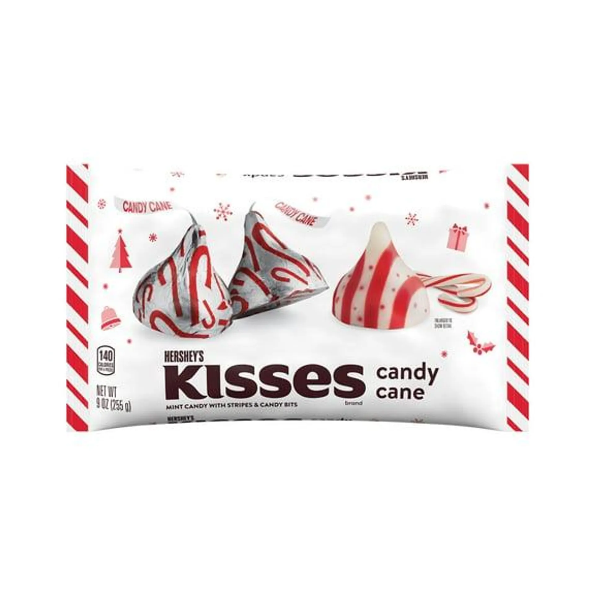 Hershey's Kisses Candy Cane Flavored Christmas Candy, Bag 9 oz