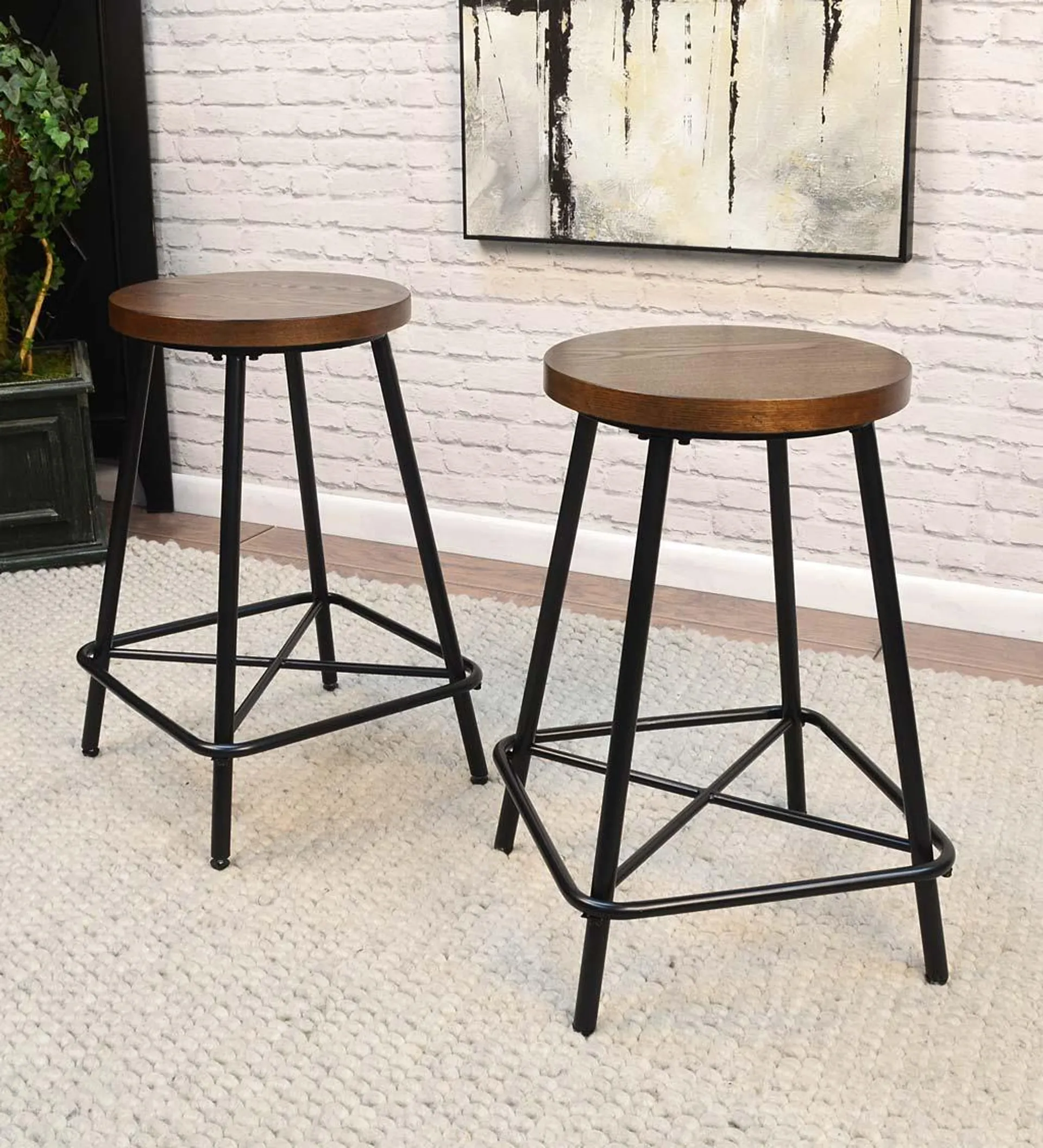 Farmhouse Counter Stools, Set of 2