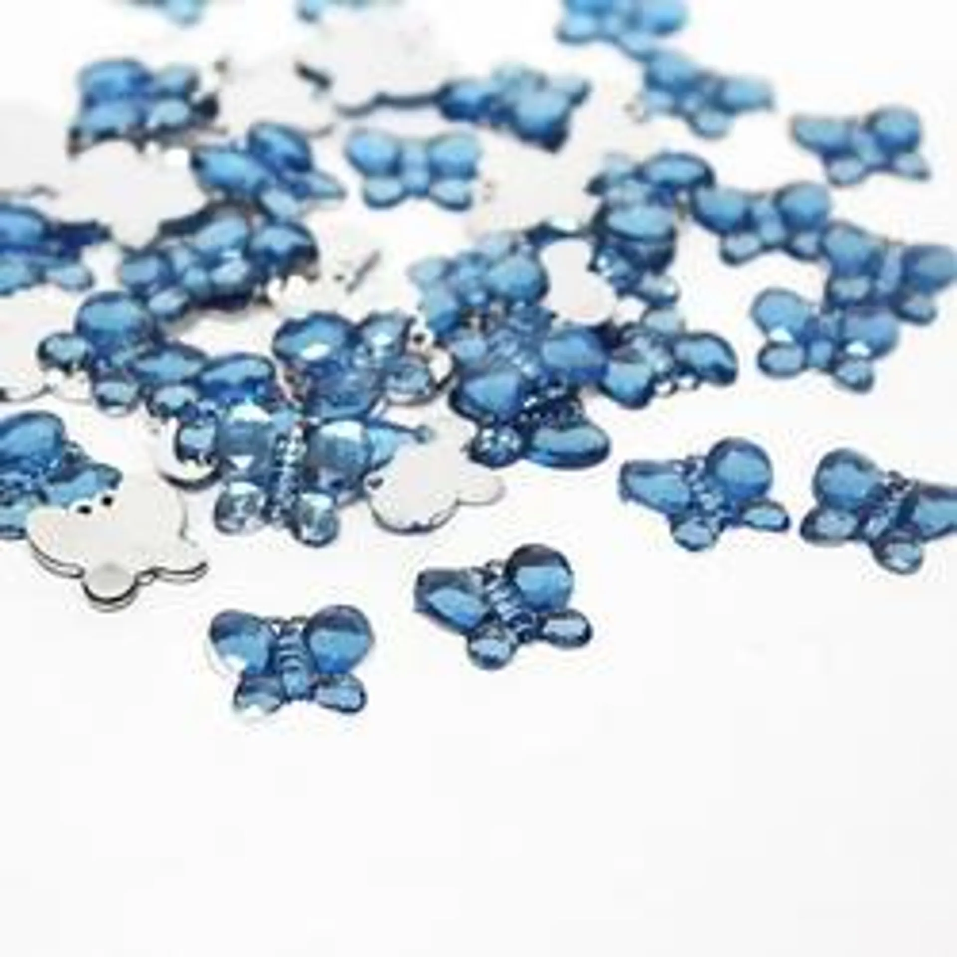 Blue Flat Back Butterfly Rhinestones (Package of 50 pieces)