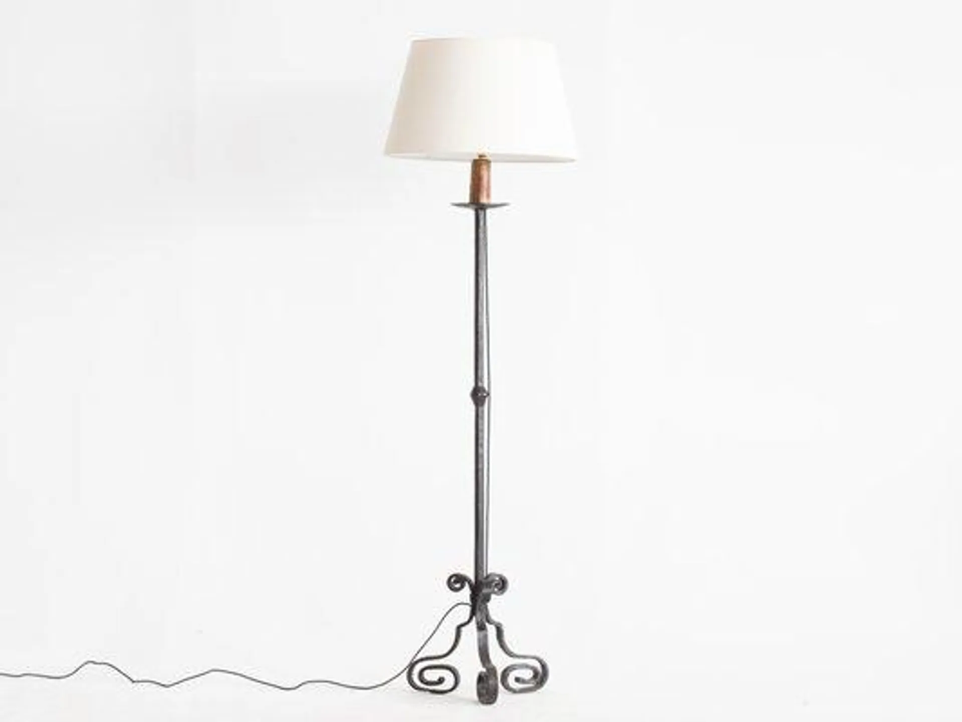 French Forged Iron Candlestick Floor Lamp