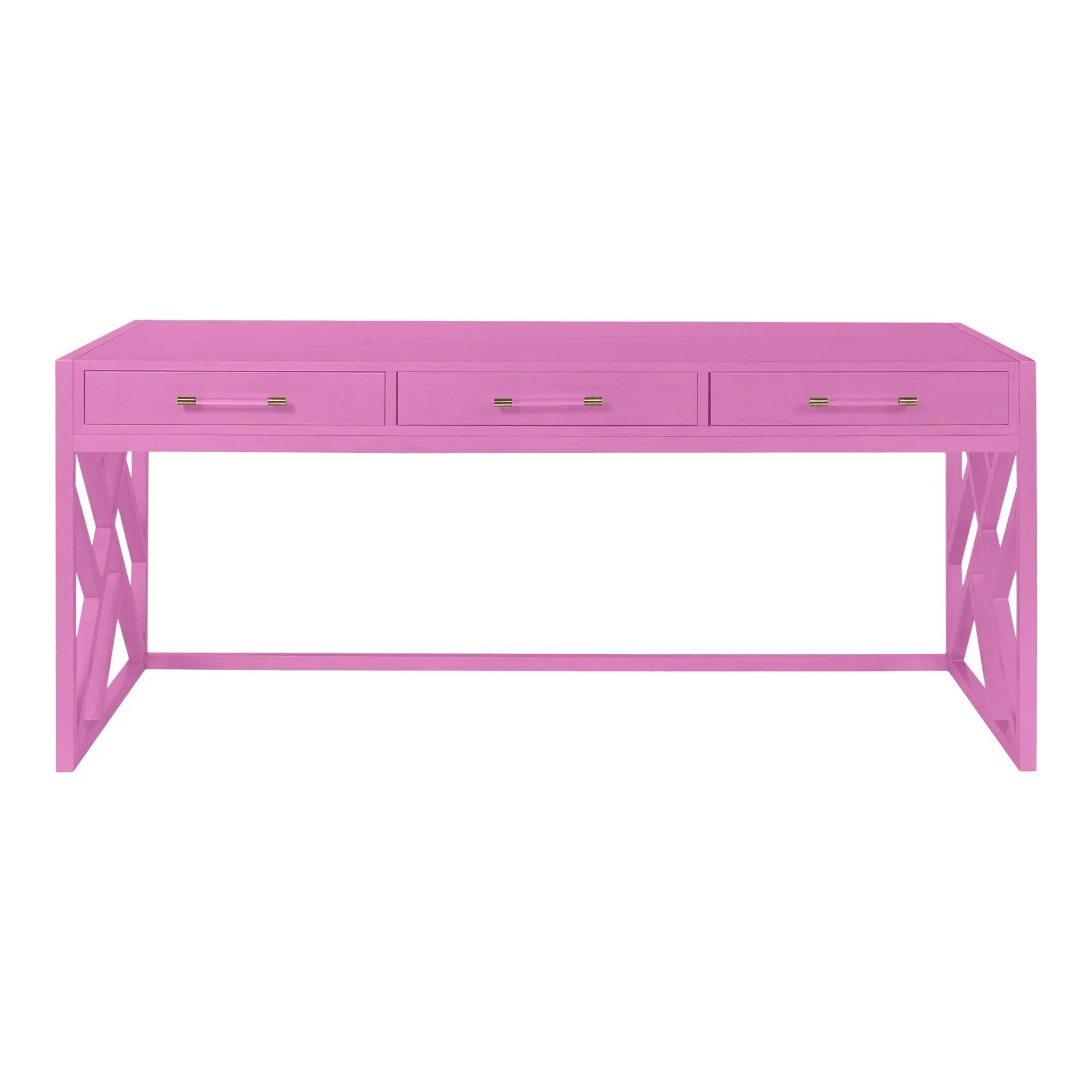 Casa Cosima CeCe Desk with Wood Fretwork Base, Lilac Pink