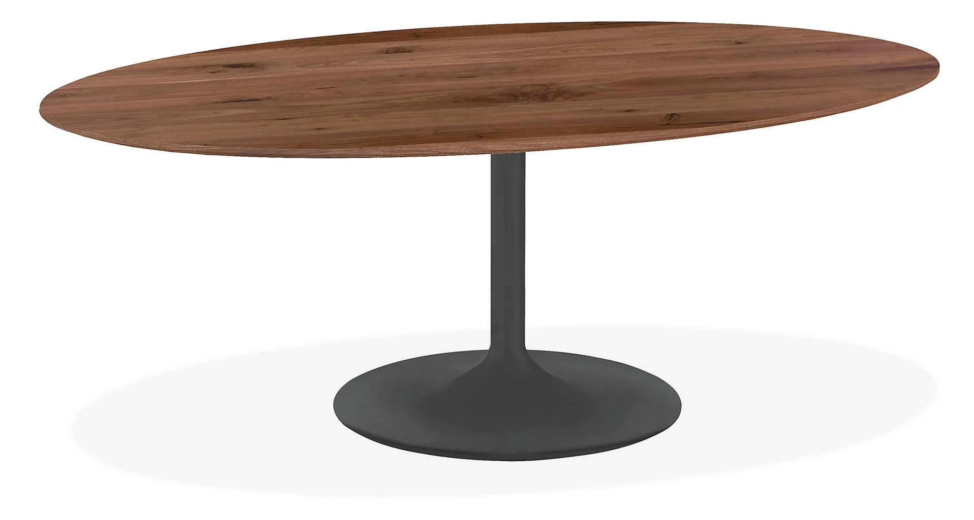 Aria 78w 48d Oval Dining Table w/Knotted Walnut Top & Graphite Base