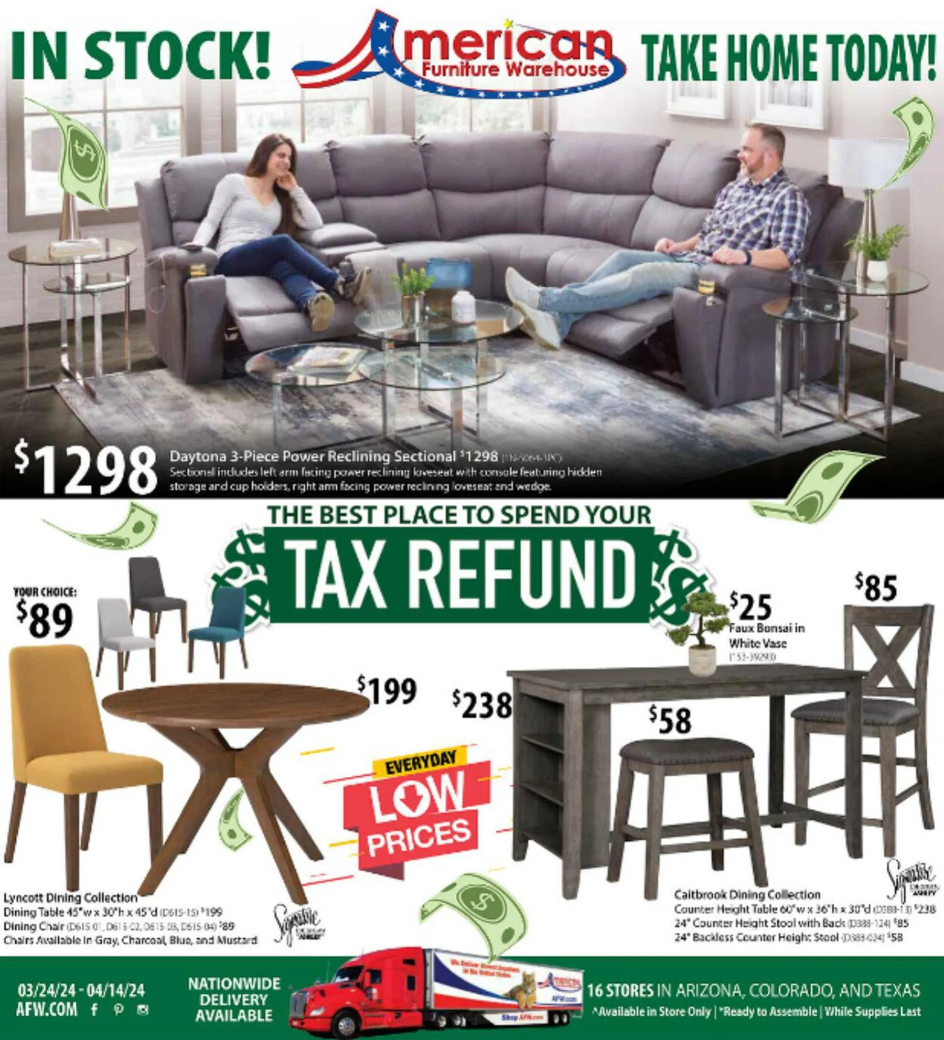 Weekly ad American Furniture Warehouse Current weekly ad from March 24 to April 14 2024 - Page 1