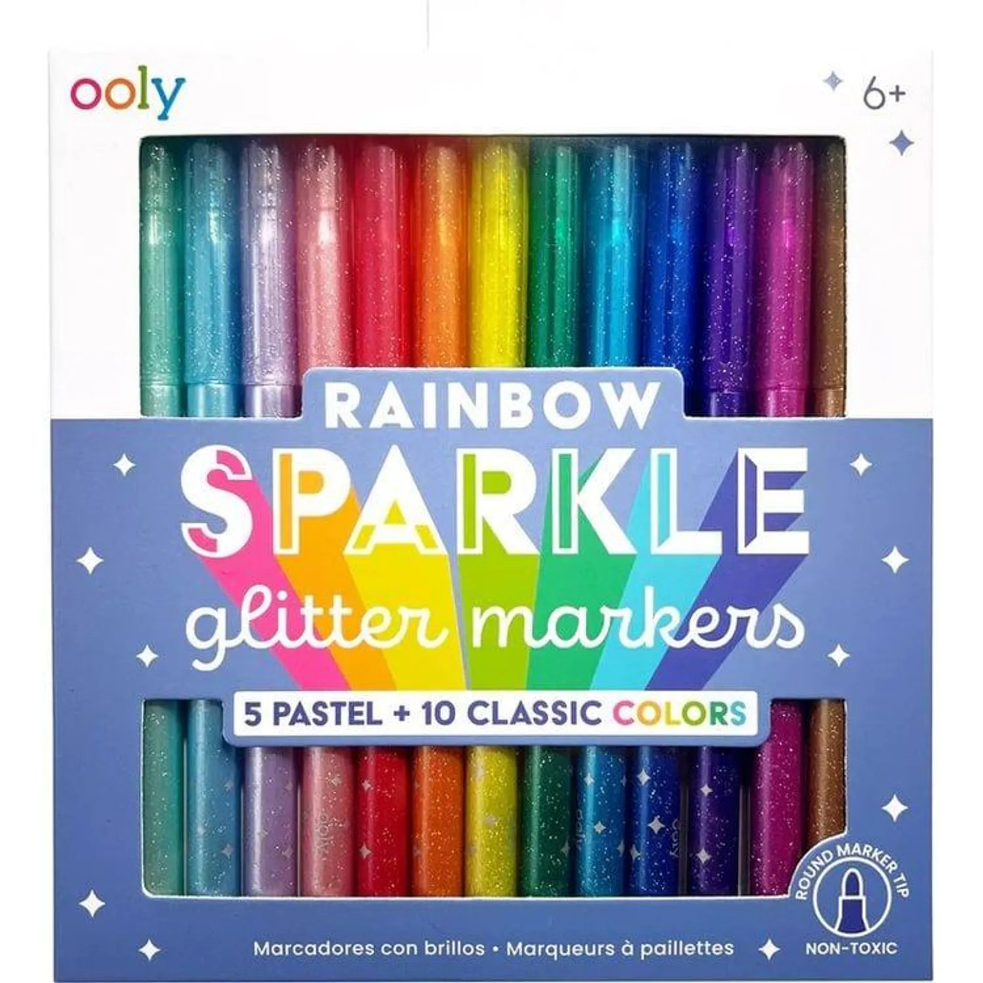 Rainbow Sparkle Glitter Markers - Set of 15