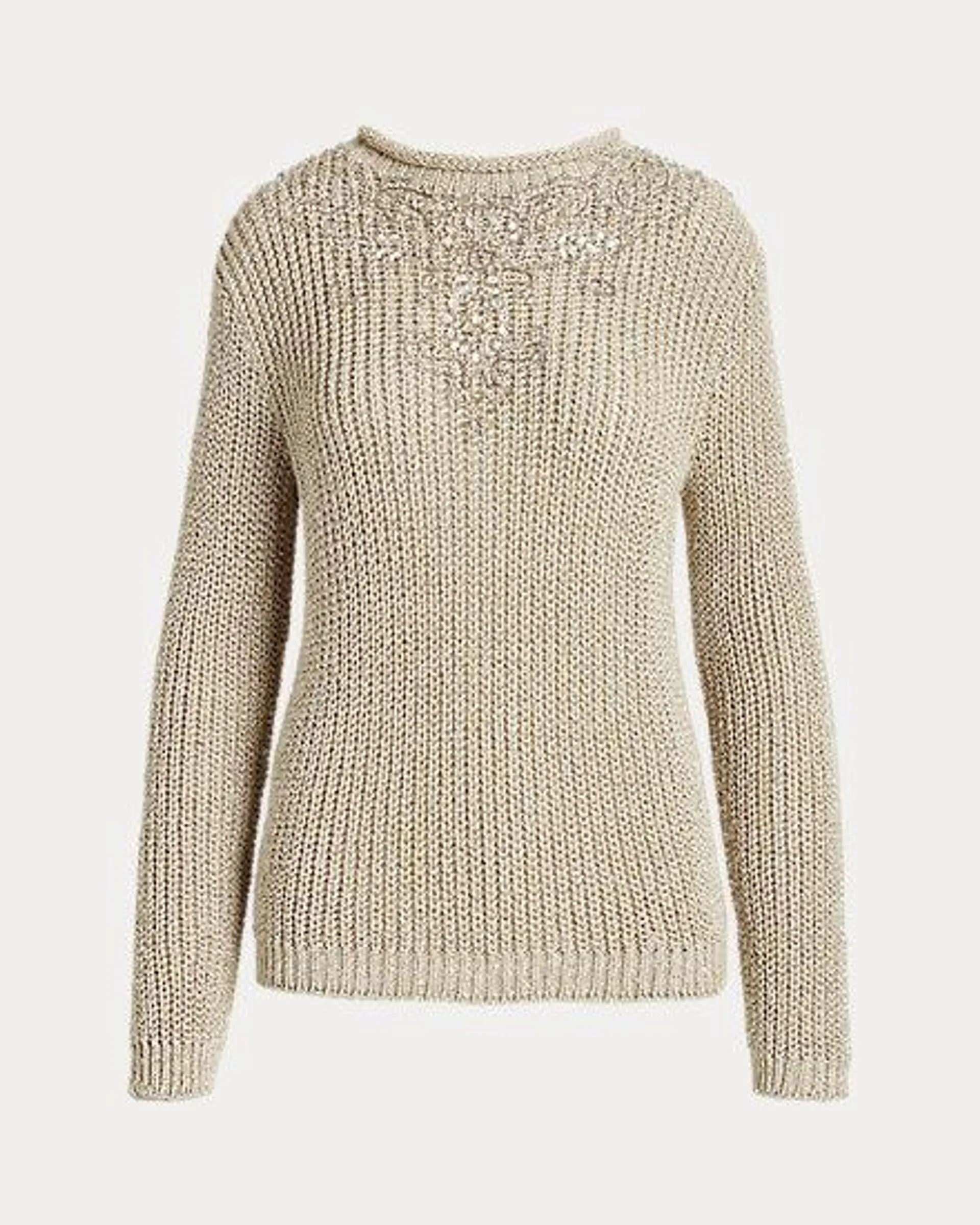 Embellished Silk Rollneck Sweater