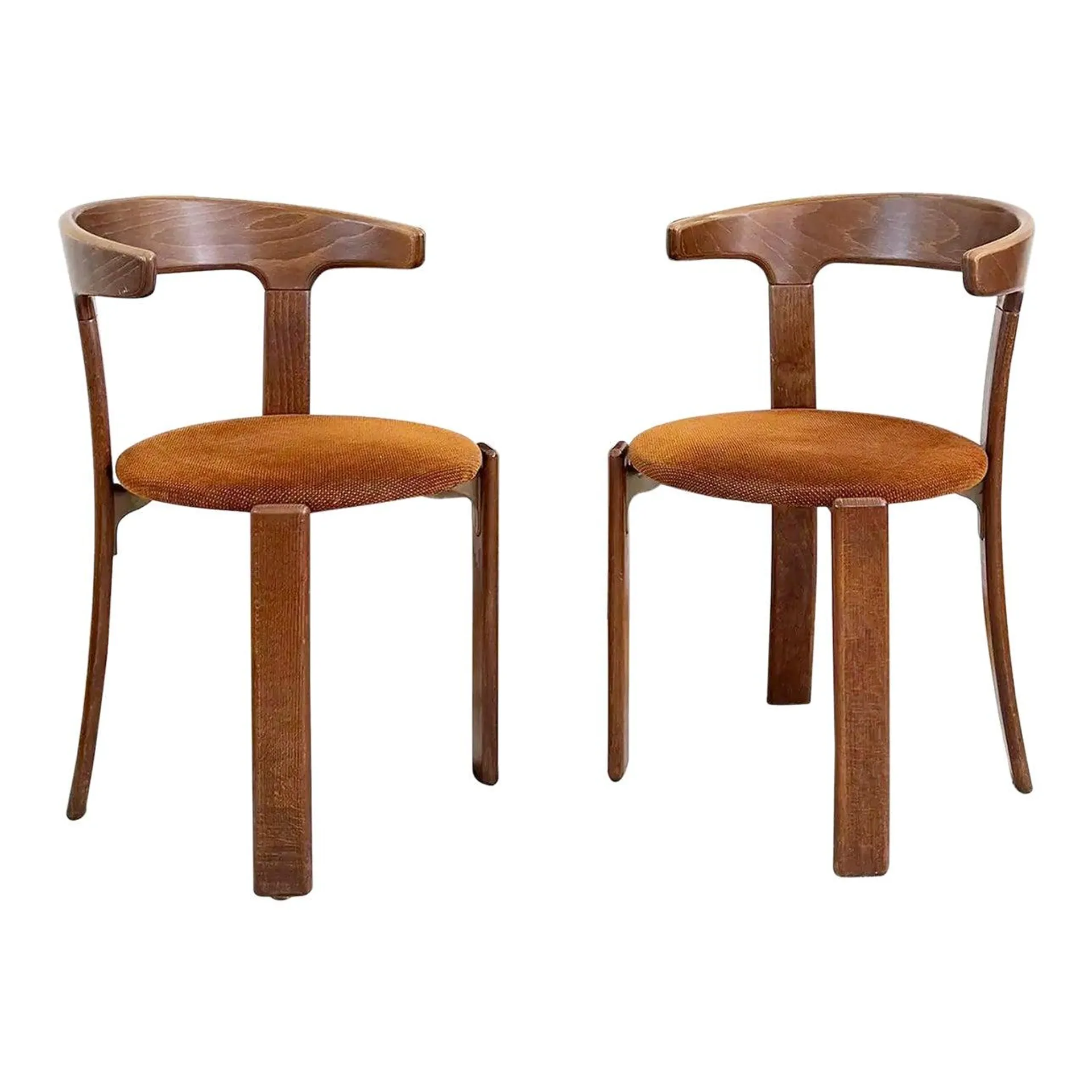 1970s Postmodern Pair of "Bullhorn" Dining Chairs Bruno Rey Dietiker-- 2 Pcs (6 Available)