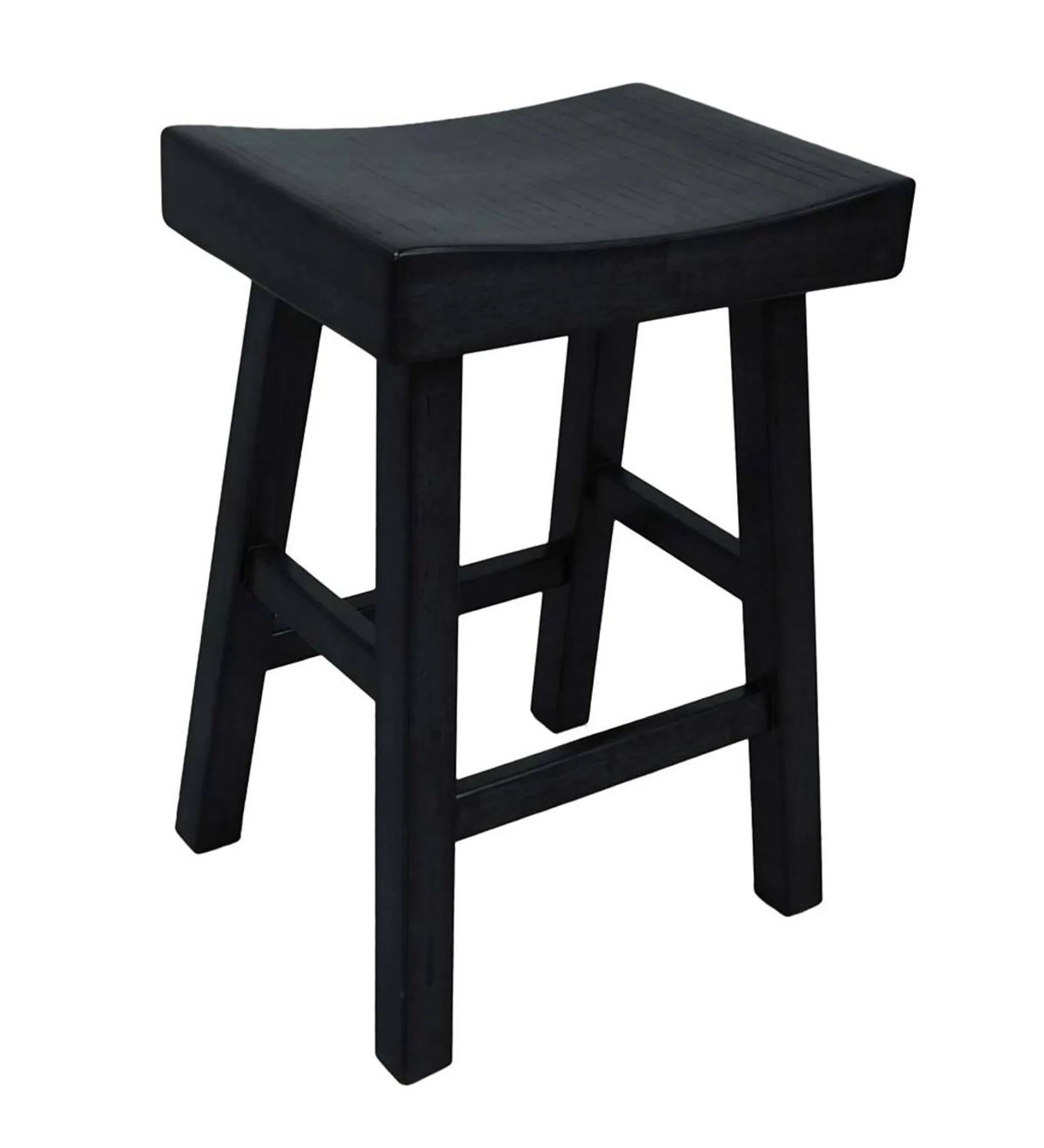 25" Wood Saddle Counter Stool - Black