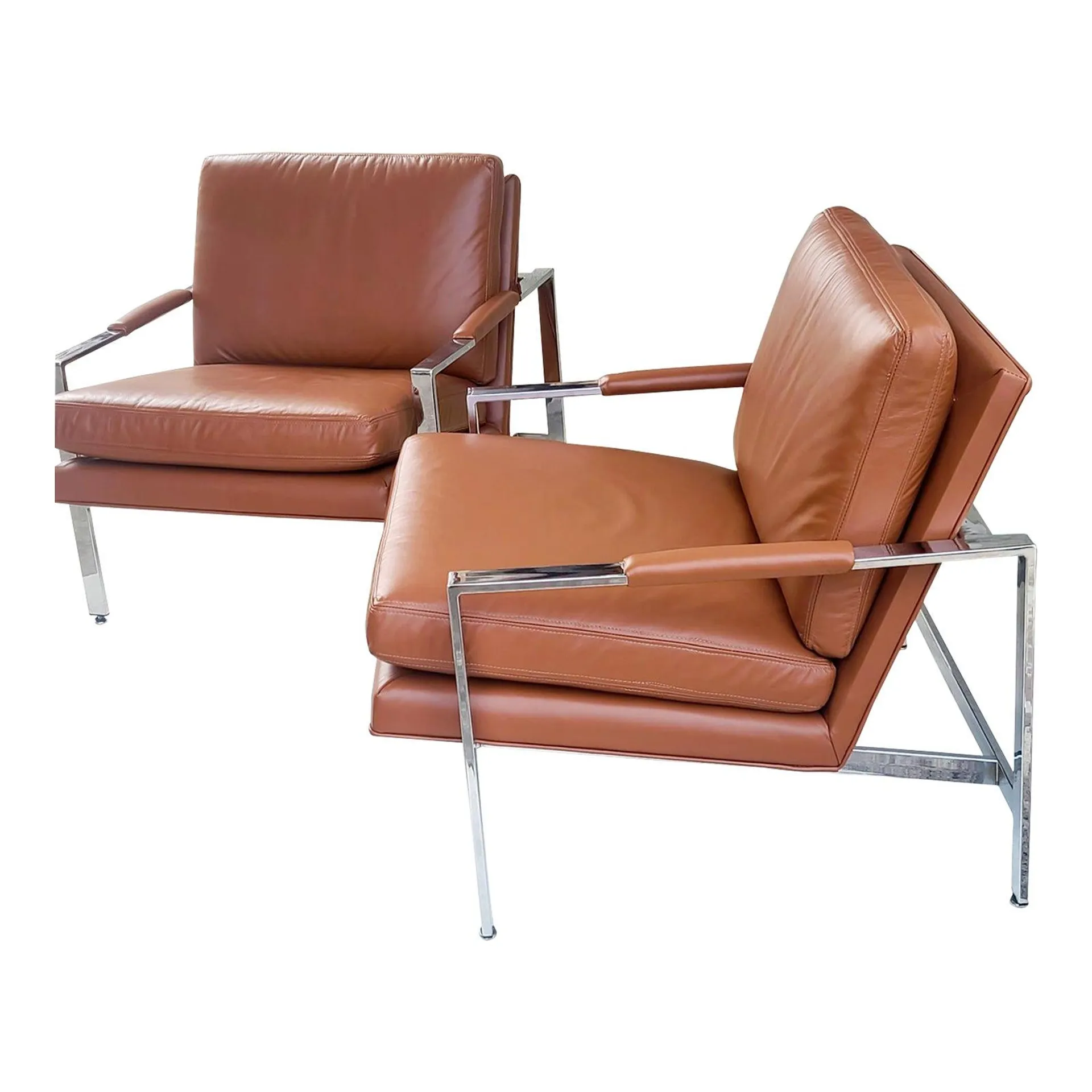 Milo Baughman / Thayer Coggin Chrome Cube Club Chairs