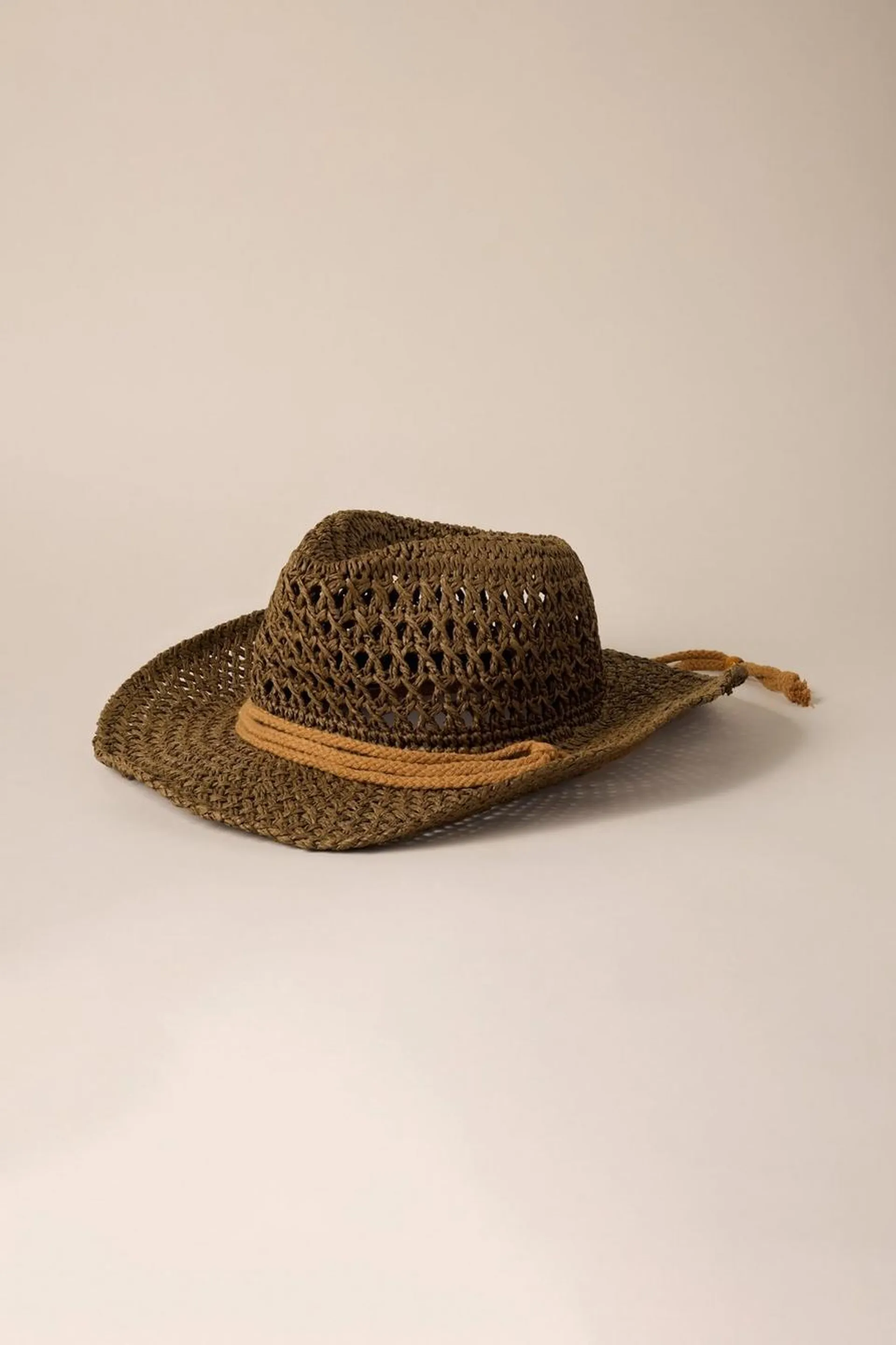 woven cowboy hat with strap