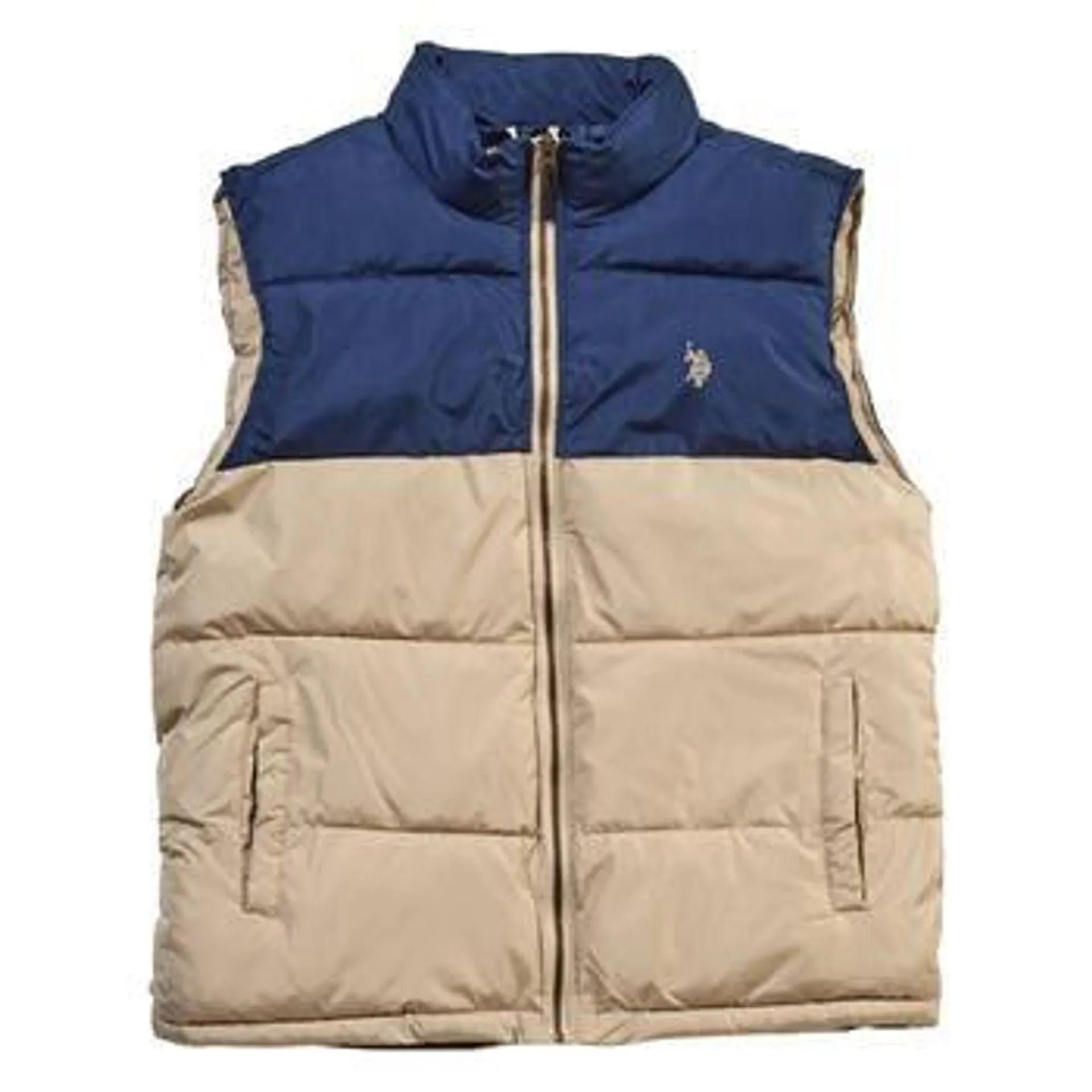 Mens U.S. Polo Assn.® Color Block Puffer Vest - Thompson Khaki