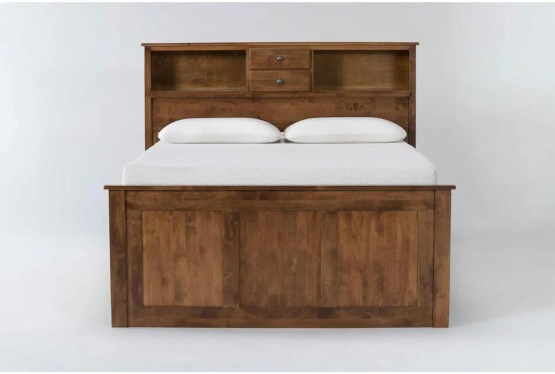 Carson Queen Wood Bookcase Captains Bed With Single Sided 6-Drawers Storage