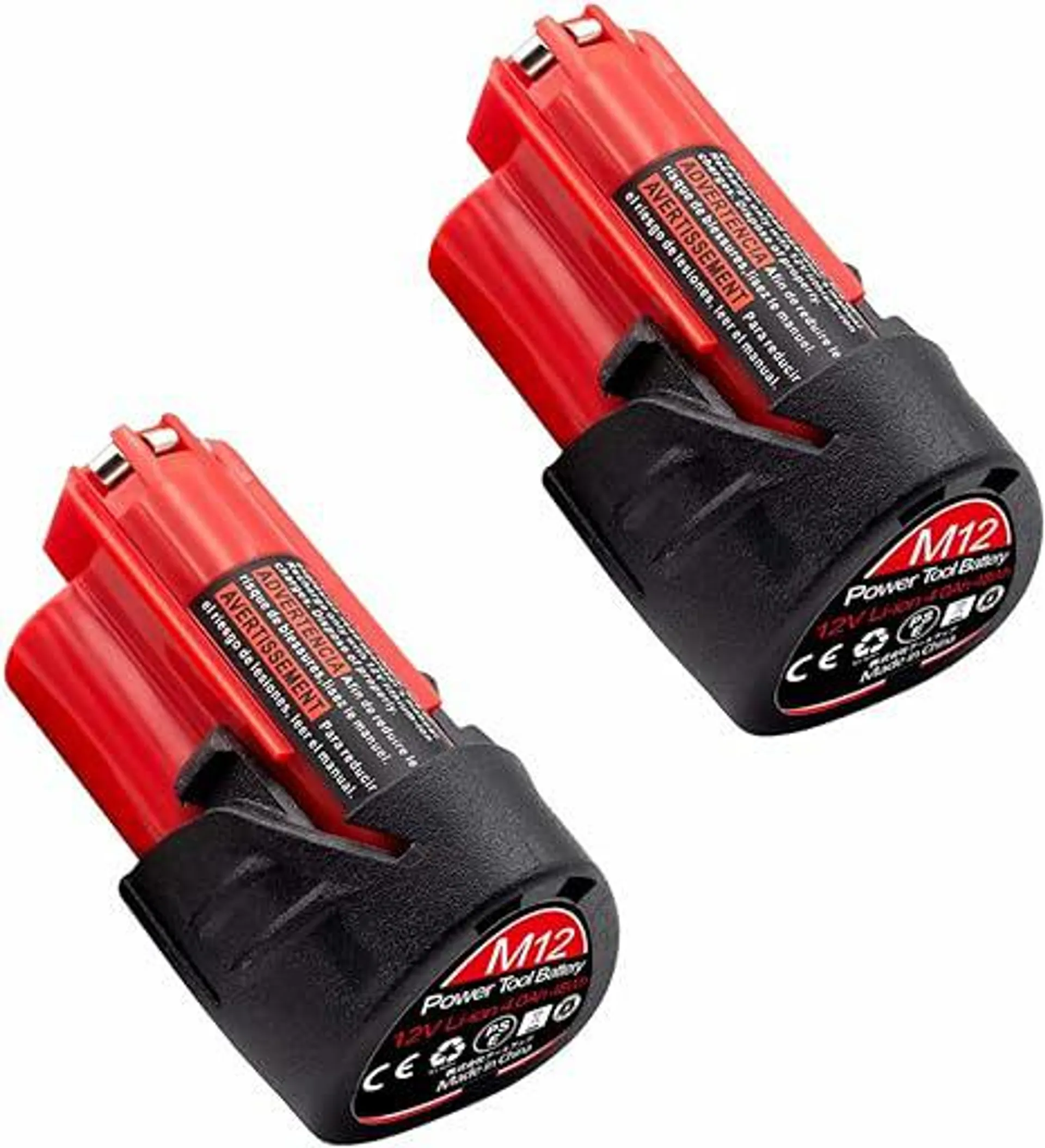 AKKOPOWER M12 Battery for Milwaukee 12v: Batteries 4.0 ah Lithium Replacement Compatible with 12 Volt Cordless Power Tools 2 Pack 48-11-2425 48-11-2440 48-11-2460 48-11-2401 48-11-2420 48-11-2411