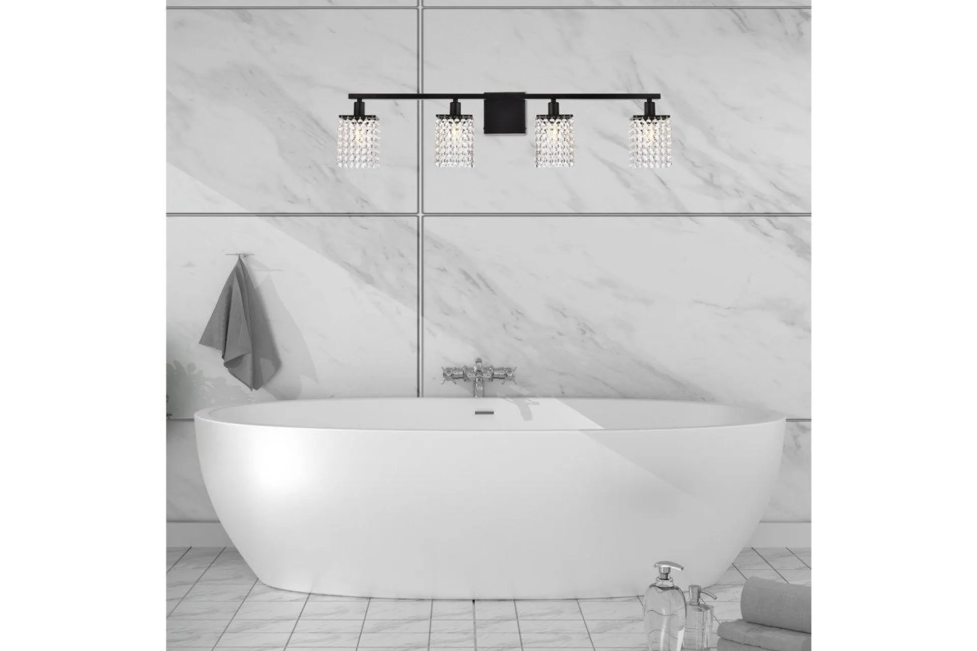 Phineas 4 Lights Bath Sconce In Black