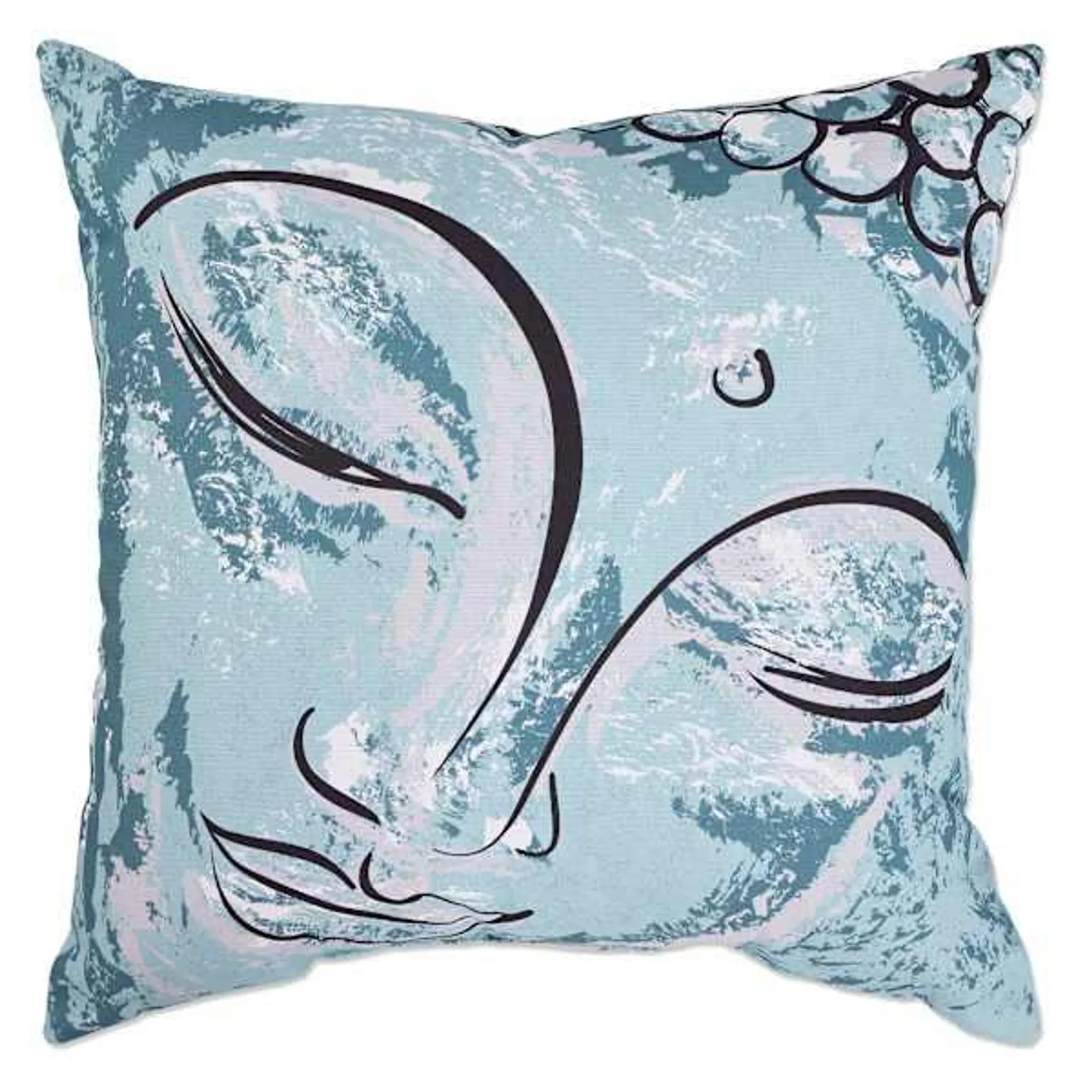 Bryant Harbor Grey Buddha Square Outdoor Throw Pillow, 16"