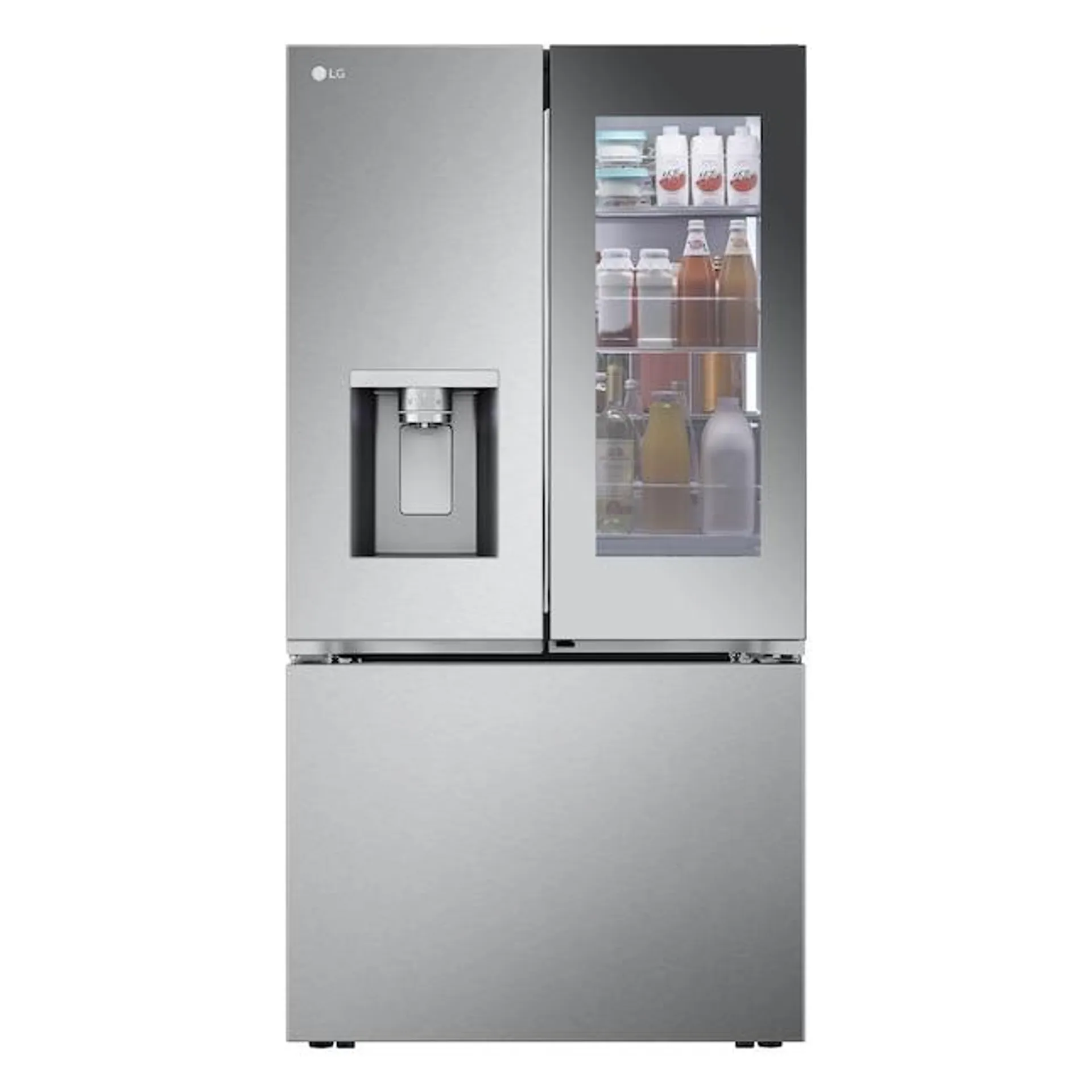 LG Counter-depth MAX Mirror InstaView 4 Types of Ice 25.5-cu ft Smart French Door Refrigerator with Dual Ice Maker, Water and Ice Dispenser and Door within Door (Fingerprint Resistant) ENERGY STAR