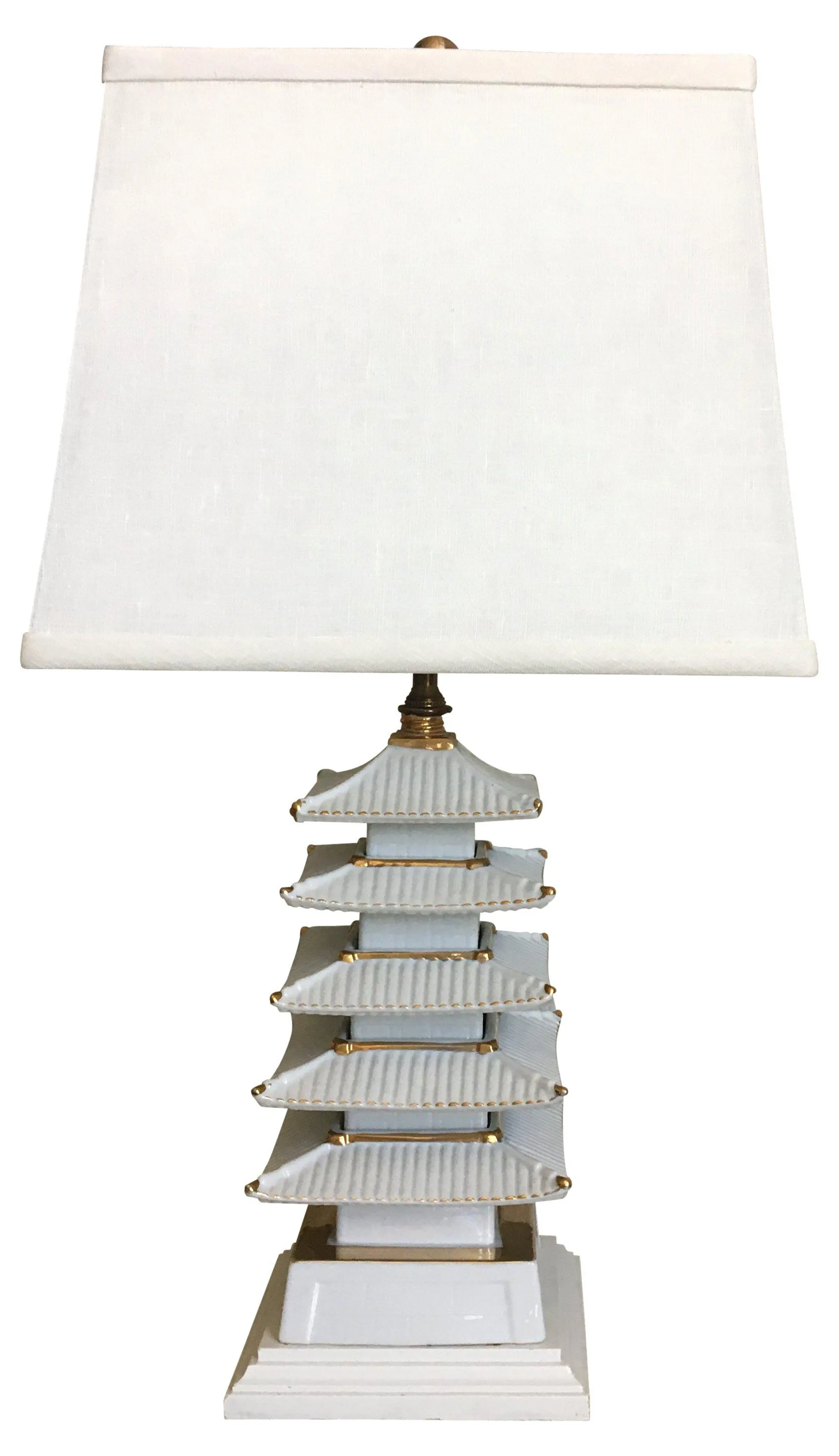 Porcelain Pagoda Lamp & Shade