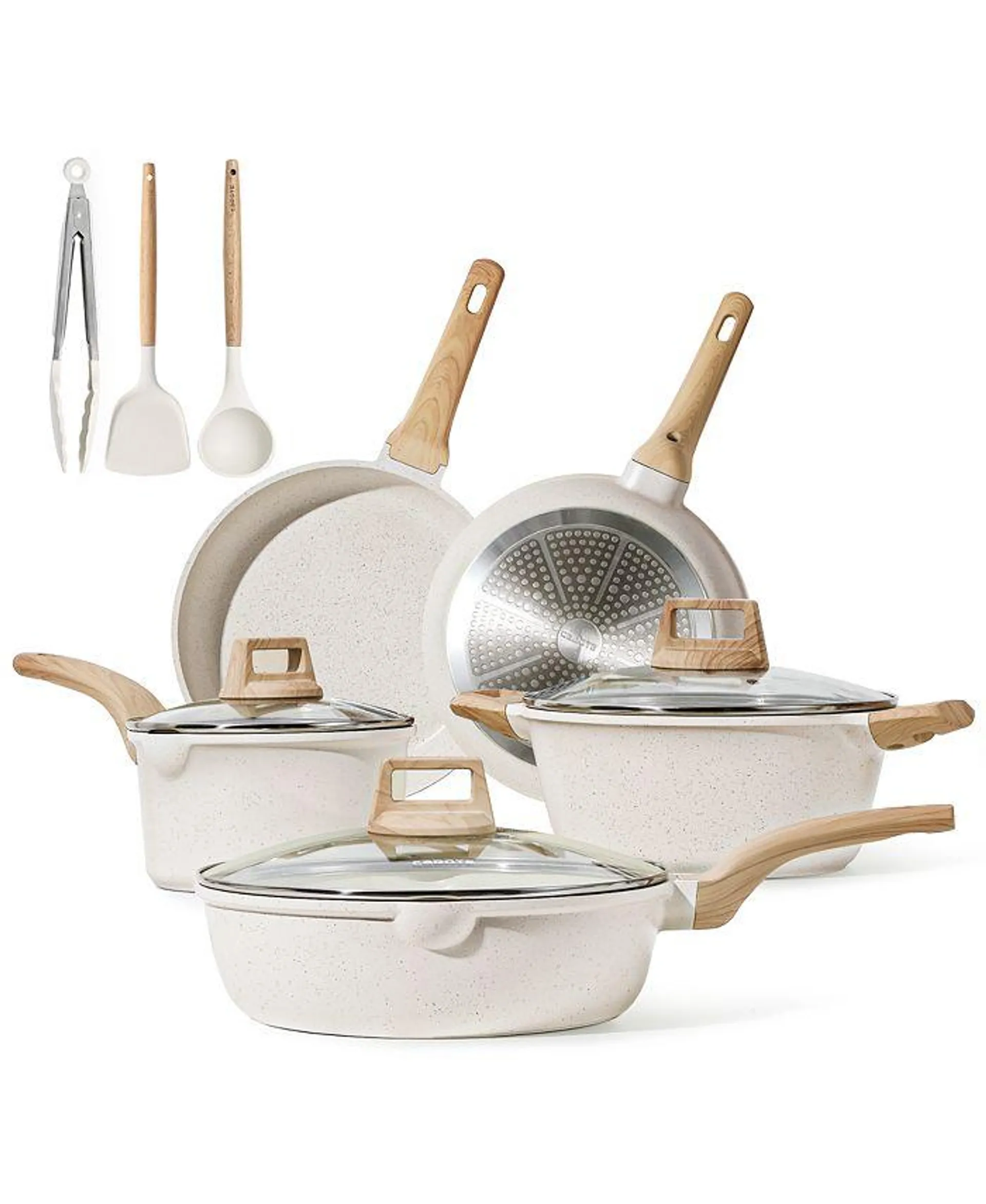 Nonstick Pots and Pans Set,Induction Cookware Set, 11pcs, Cream White