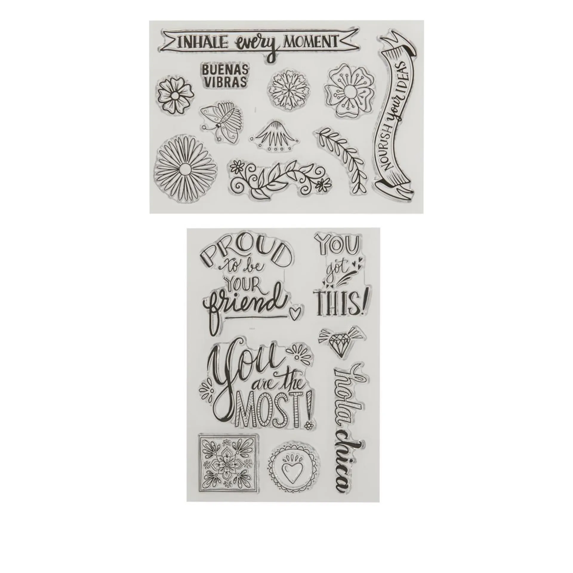 Maker's Movement Crafty Chica Buenas Vibras 18-piece Stamp Set
