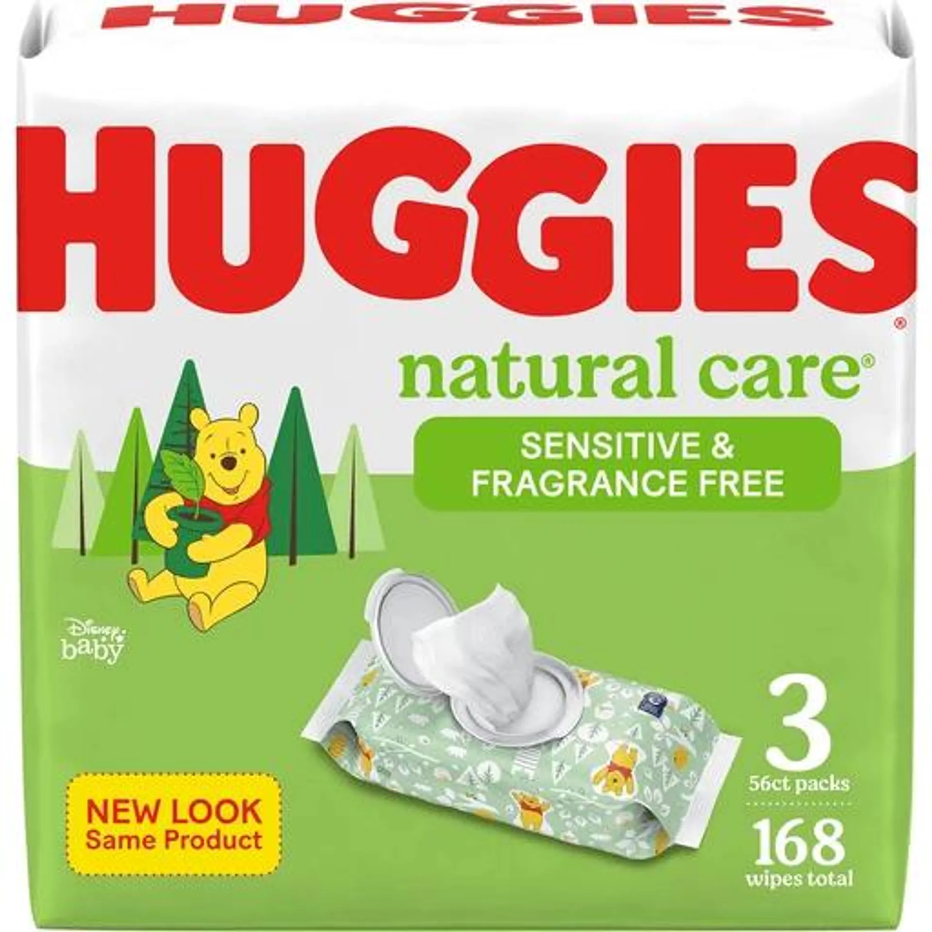 Huggies Natural Care Fragrance Free Sensitive Baby Wipes 168 ct package