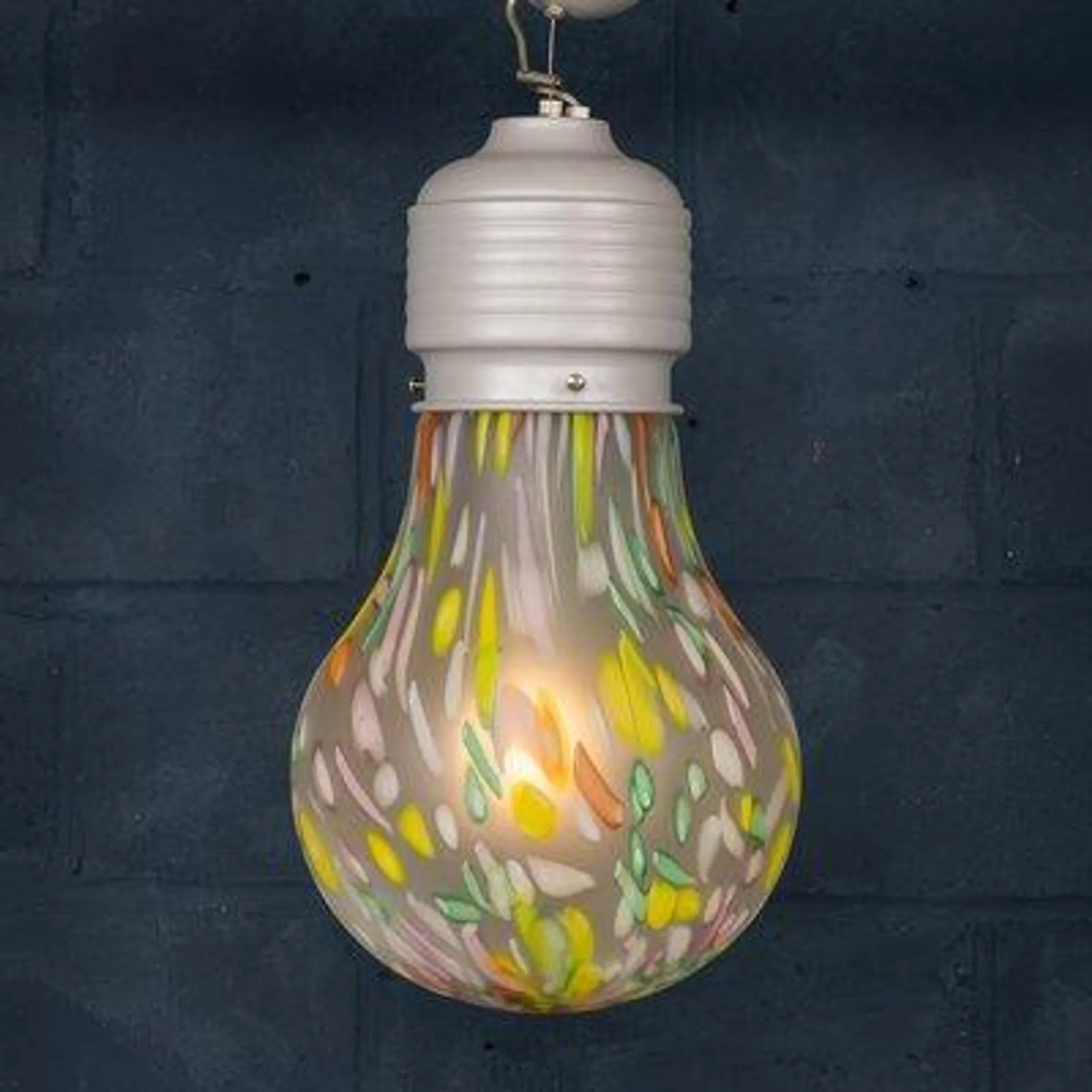 Italian Hand Blown Light Bulb Shaped Ceiling Light from Due P, 1980s