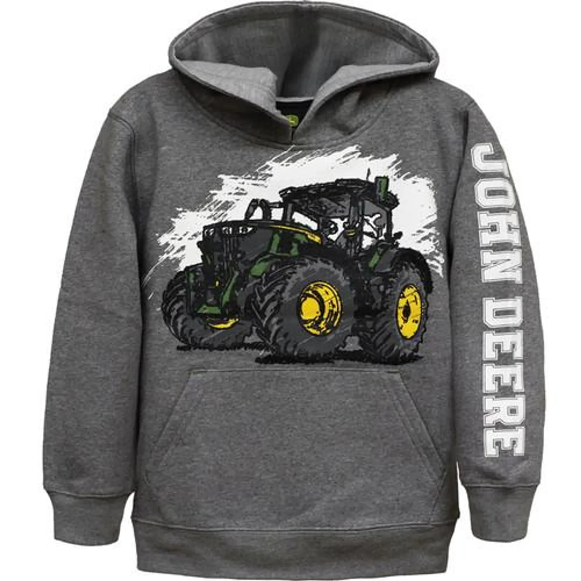 John Deere Boys Gray Sketched Tractor Pullover Hoodie