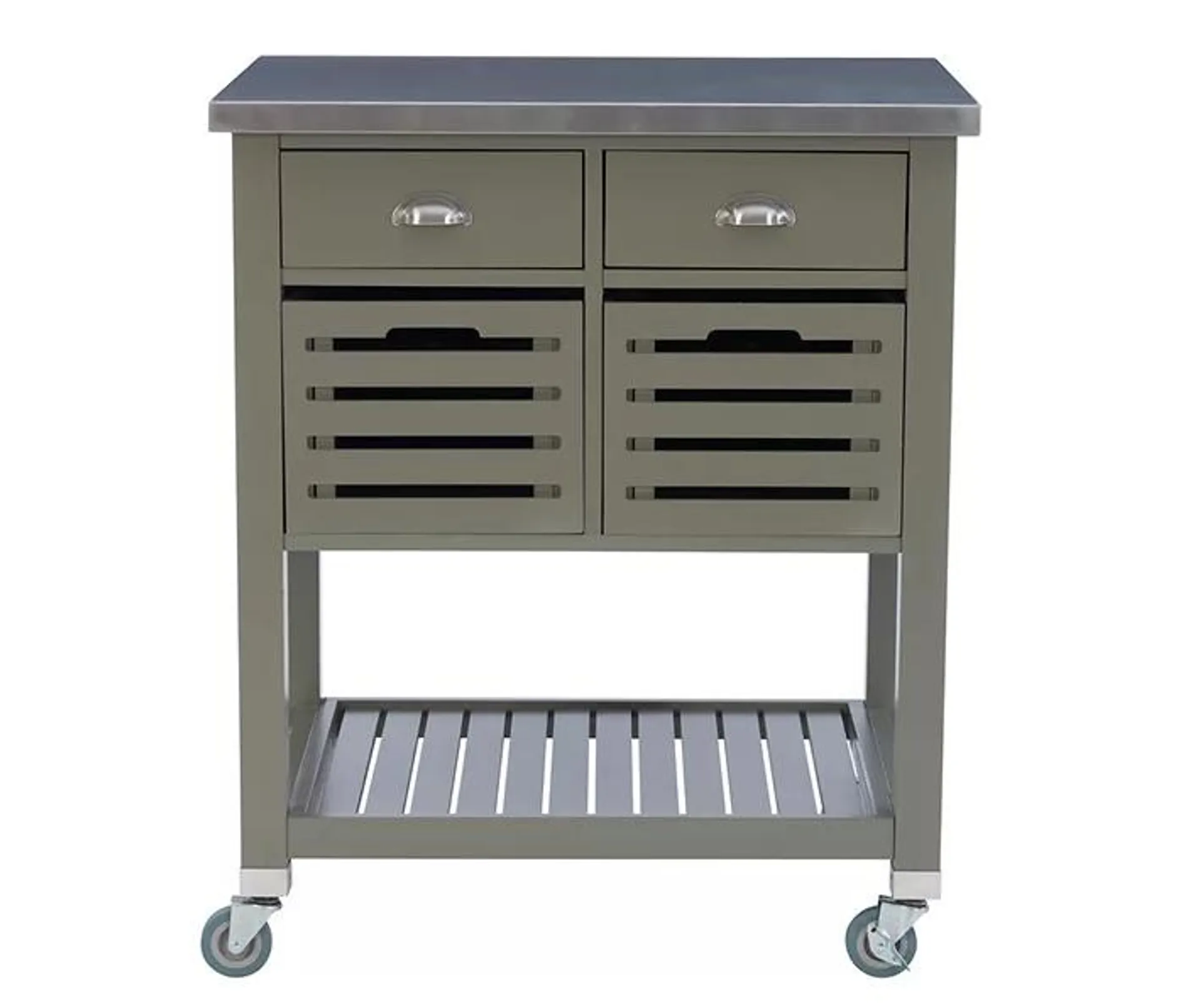 Laurie Gray Steel Top Kitchen Cart with Drawers