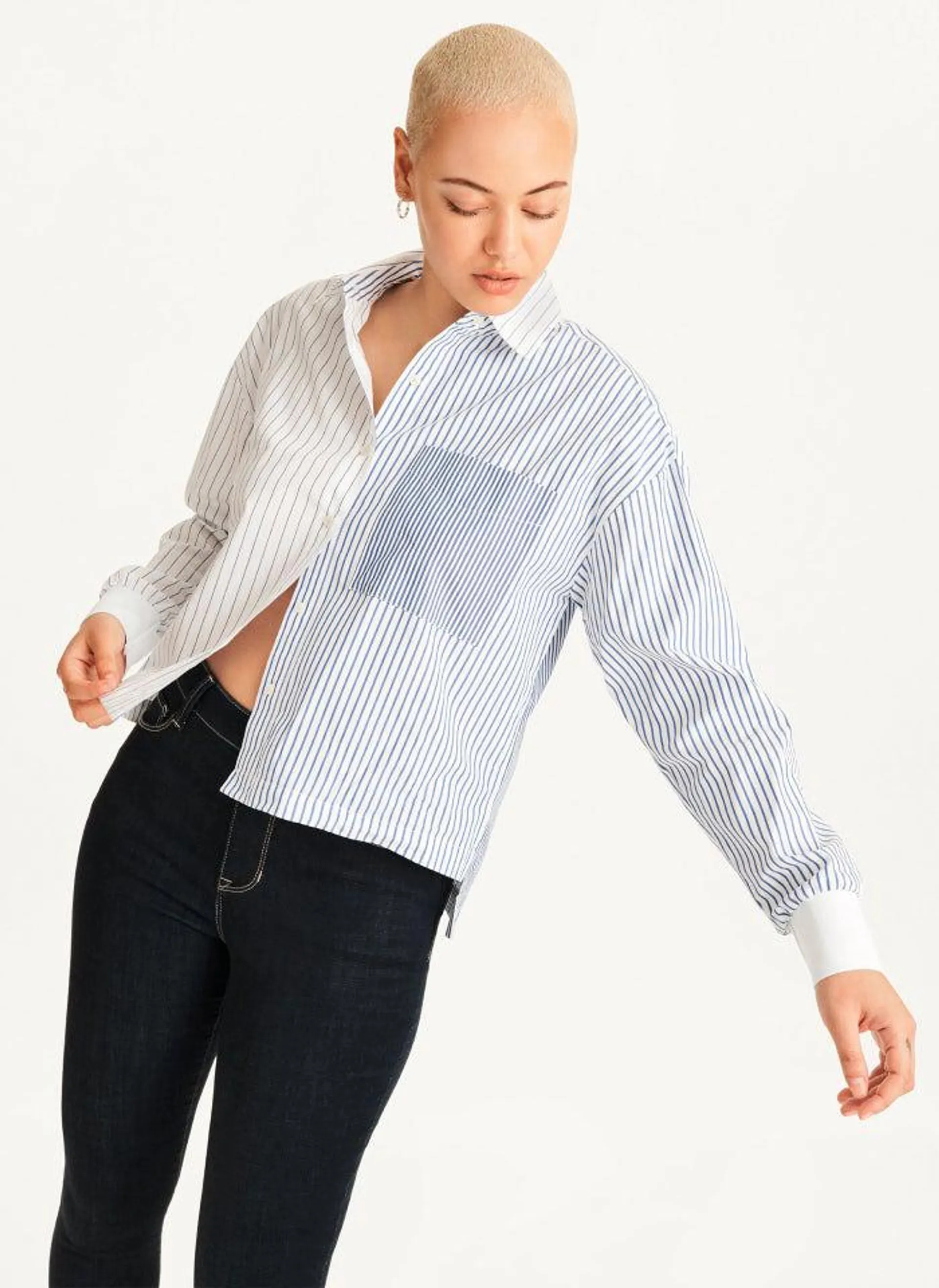 Long Sleeve Cropped Collared Shirt
