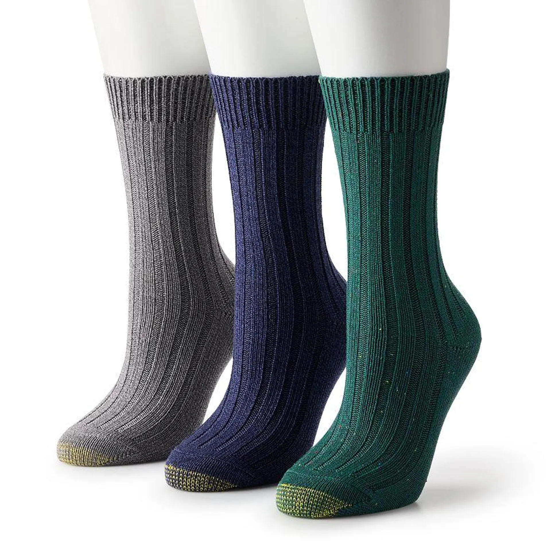 Women's GOLDTOE® 3-Pack Marled Rib Crew Socks