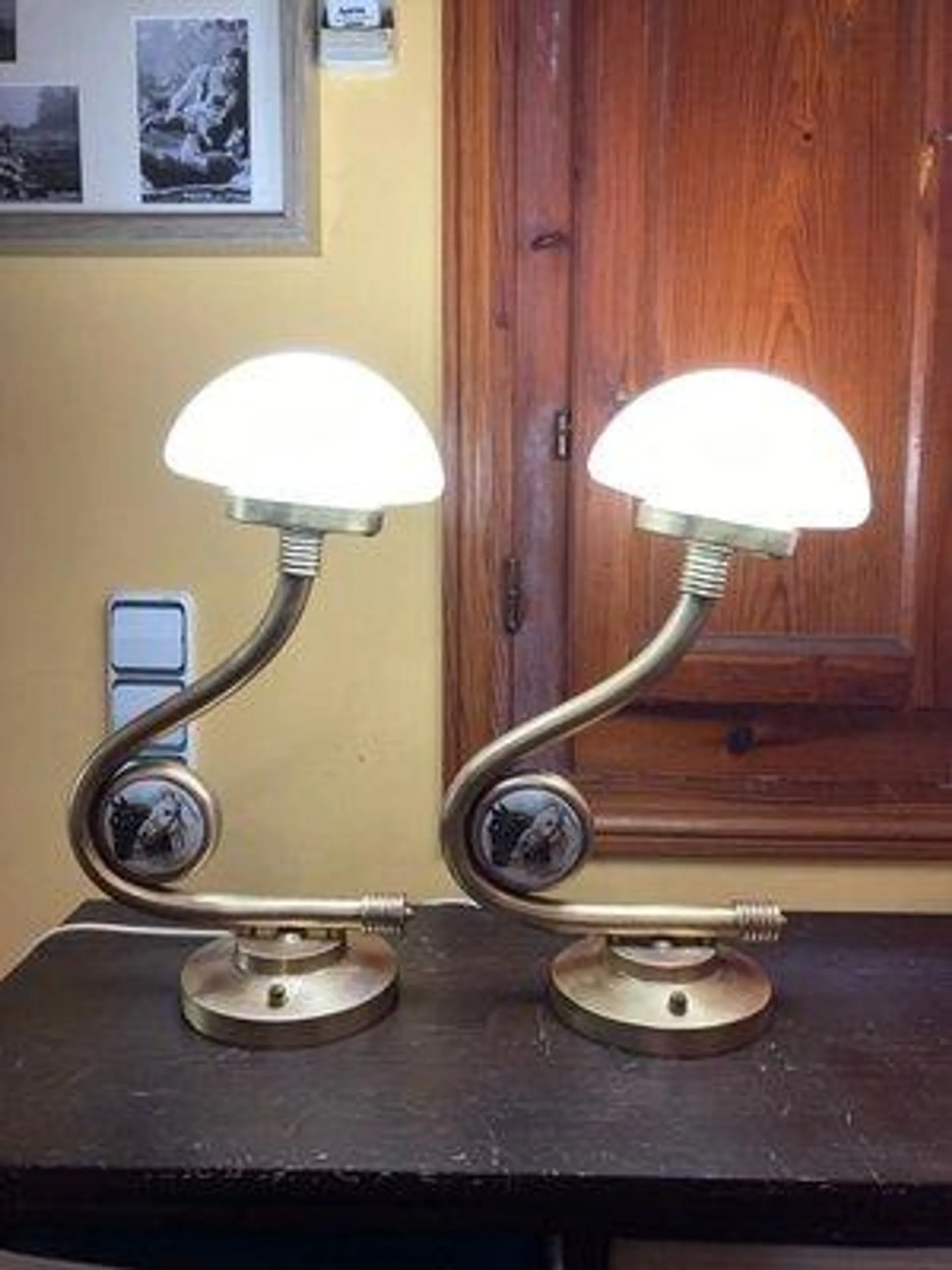 Vintage Art Nouveau Table Lamps, 1940, Set of 2