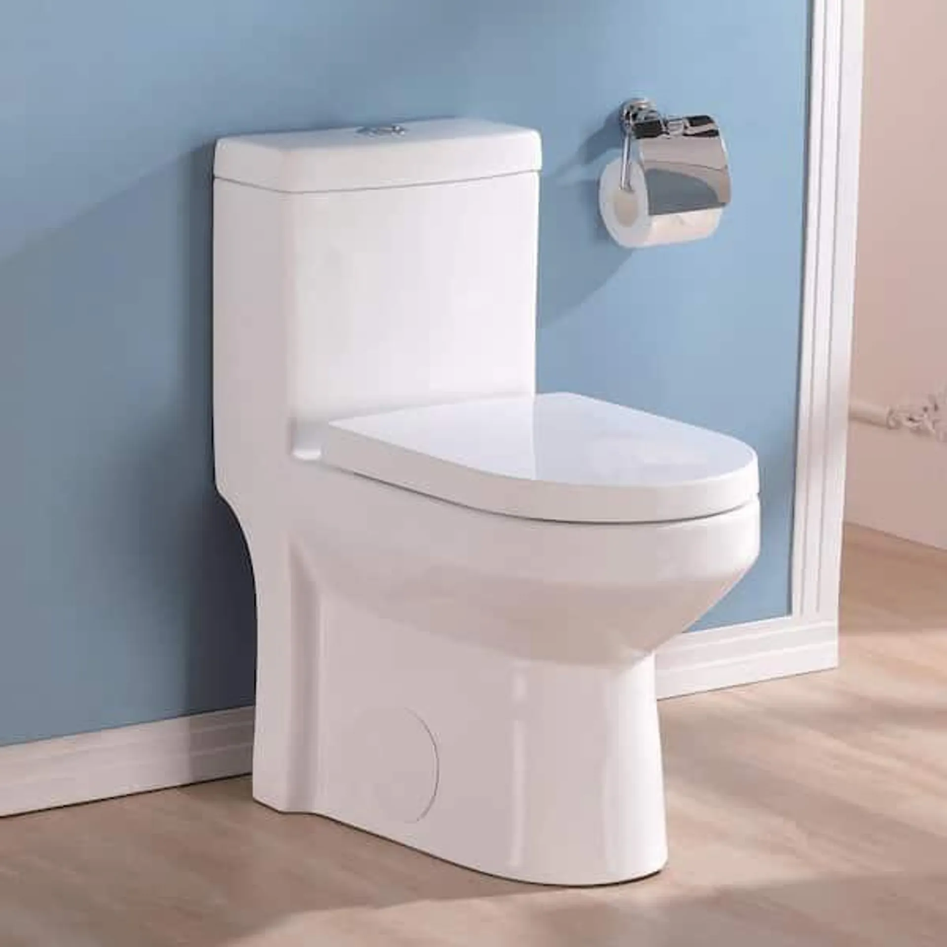 10 in. Rough-In 1-piece 0.8/1.28 GPF Dual Flush Round Toilet in White, Seat Included