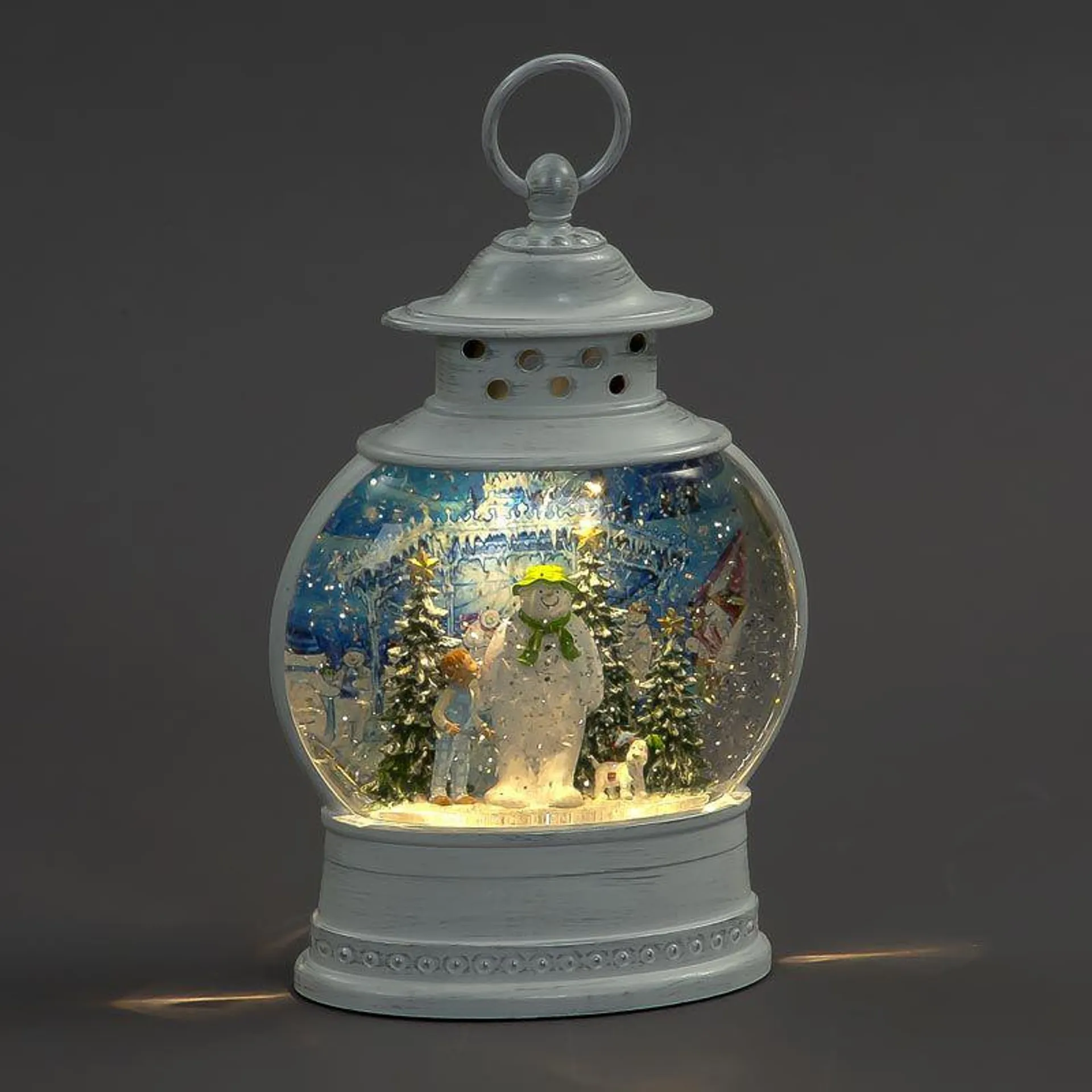 Battery Operated White Water Lantern with The Snowman, Snowdog and Billy