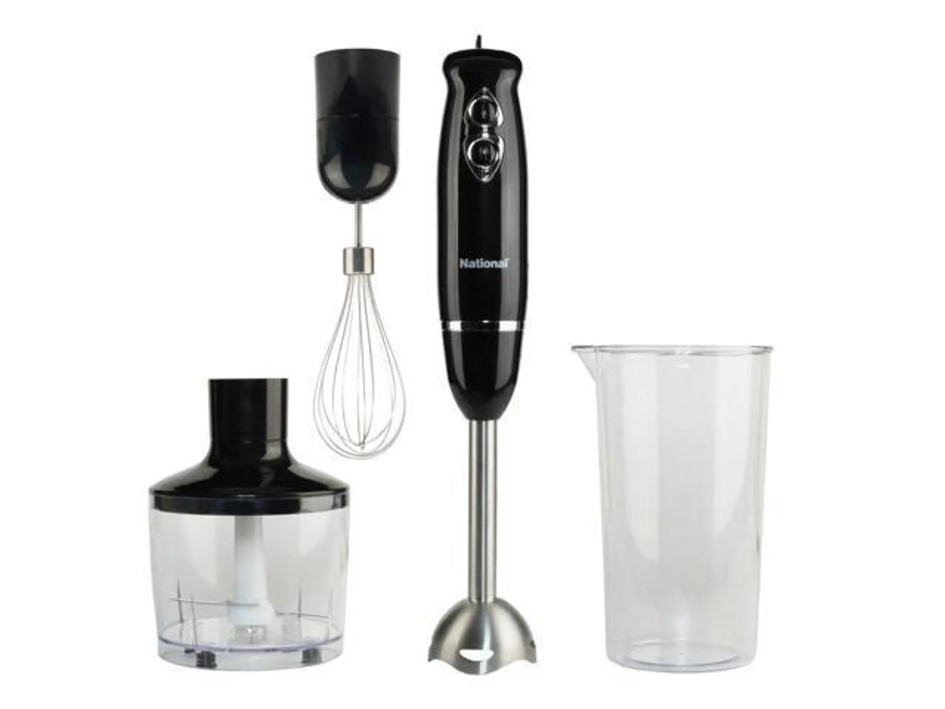 National 4-in-1 Multi-Purpose Immersion Hand Blender, Mash, Chop and Whisk NA-3104HB Black