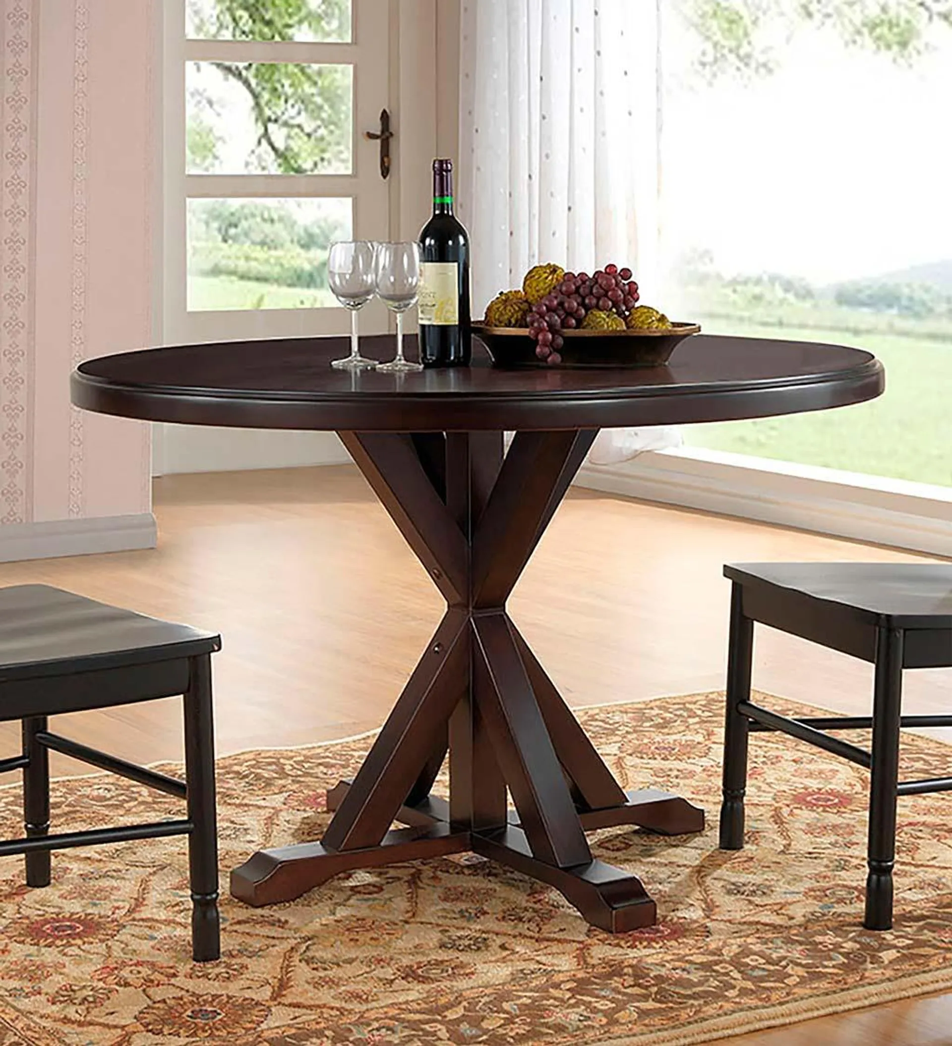 48" Round Trestle Dining Table - Espresso