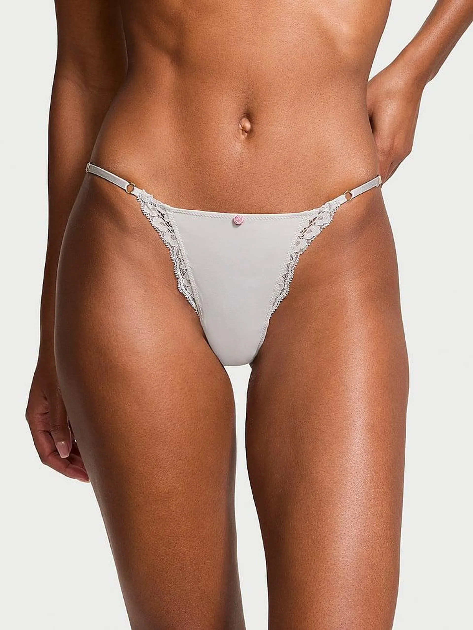 Lace-Trim Adjustable String Bikini Panty