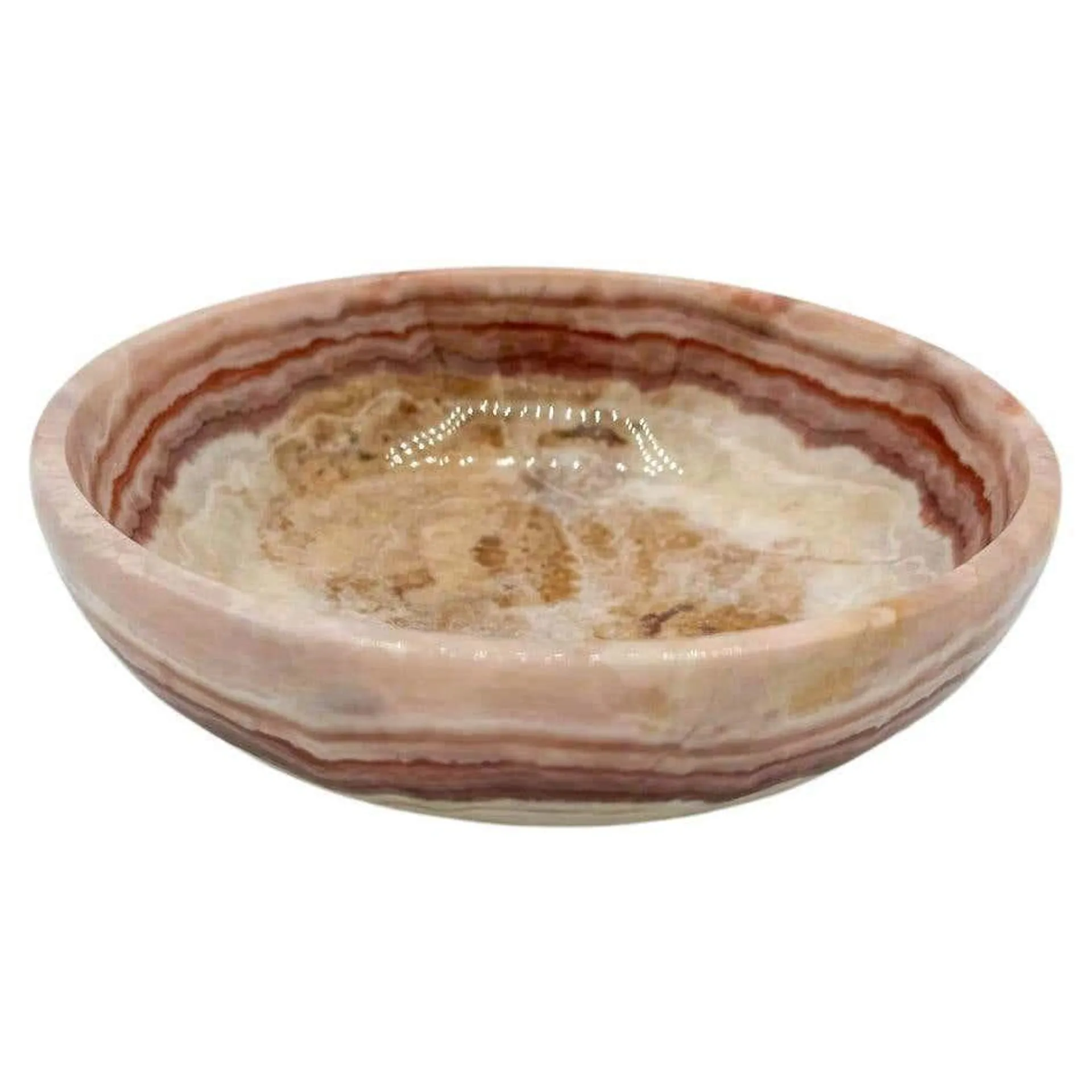 Red Multicolour Marble Bowl Catchall Late 20th Century