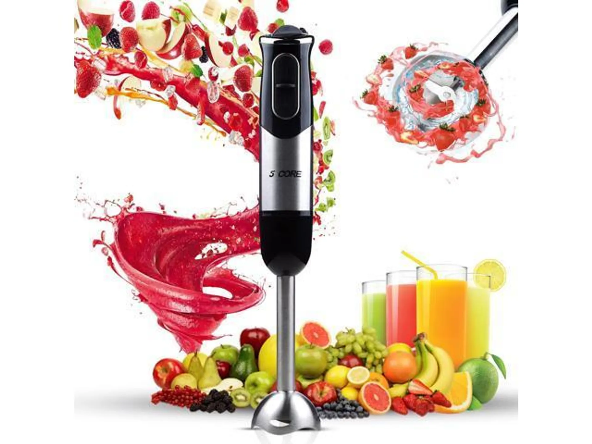 5 Core Immersion Blender Handheld 500W Hand Blender, Stainless Steel Blades HB 1510