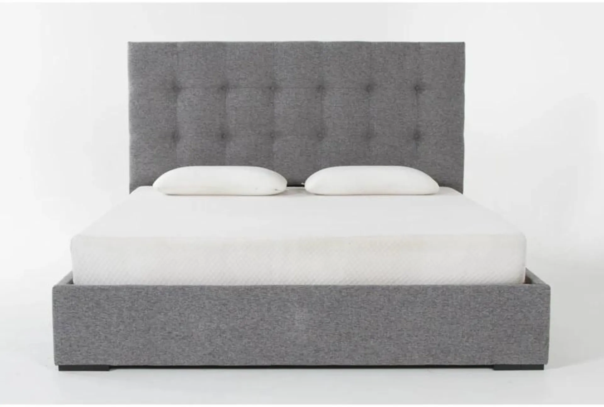 Vera Dream Graphite Box Tufted 52" High Queen Upholstered Platform Bed