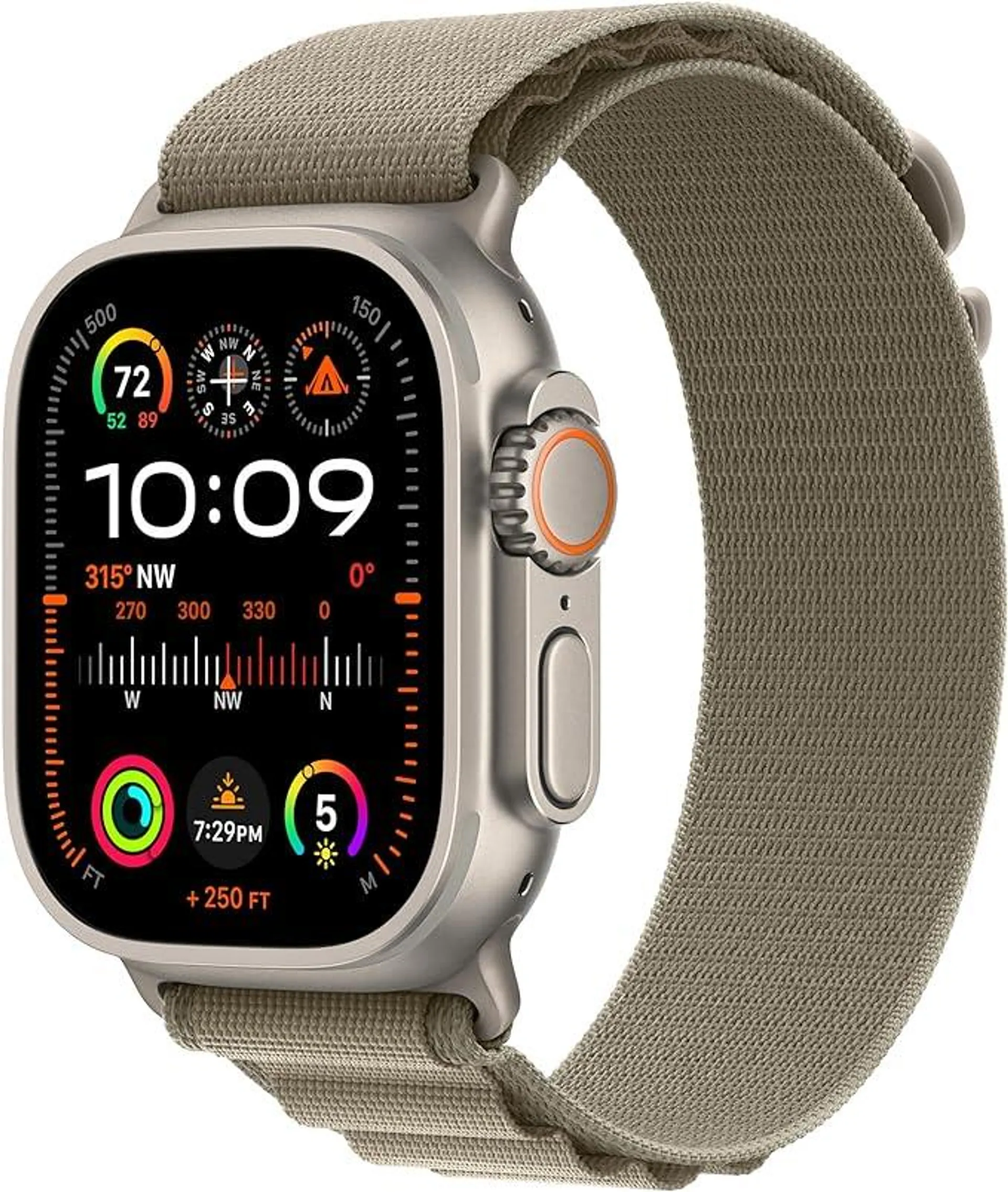 Apple Watch Ultra 2 [GPS + Cellular 49mm] Smartwatch with Rugged Titanium Case & Olive Alpine Loop Small. Fitness Tracker, Precision GPS, Action Button, Extra-Long Battery Life, Carbon Neutral