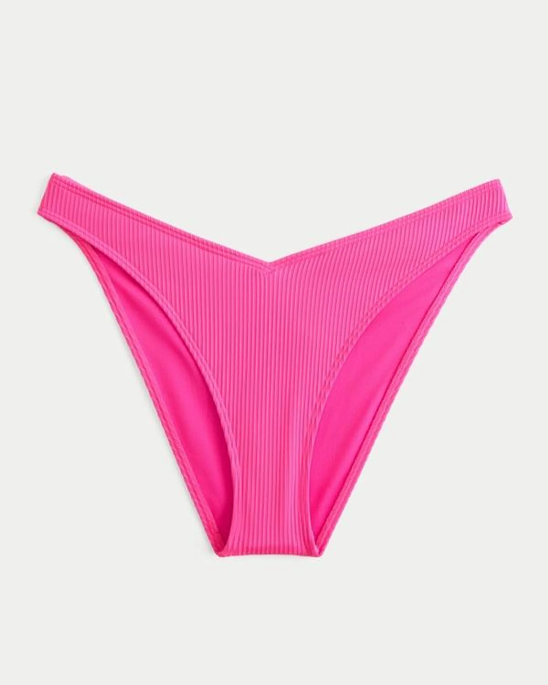 Ribbed High-Leg Cheeky Bikini Bottom