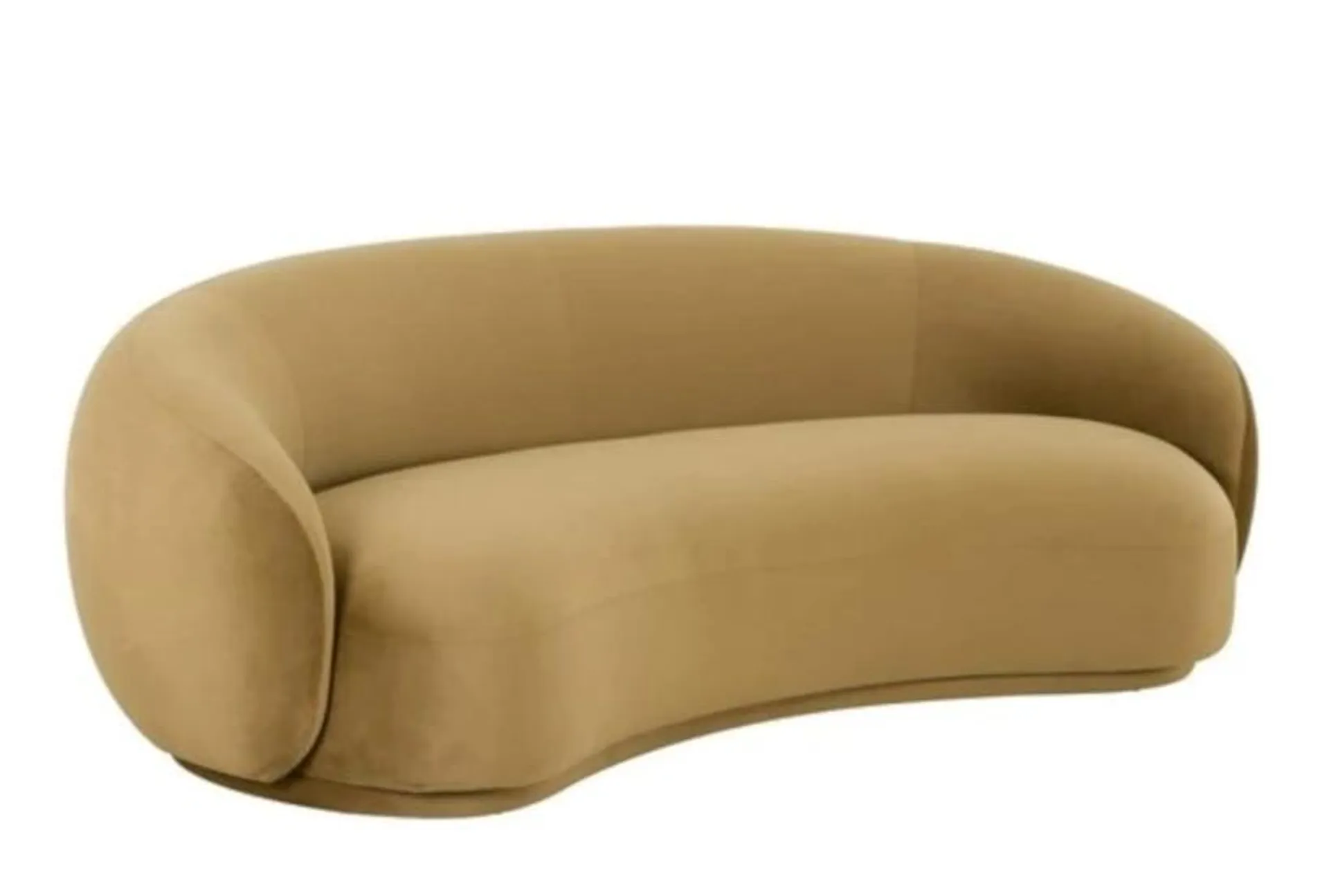 Gene 90" Cognac Brown Velvet Fabric Curved Sofa