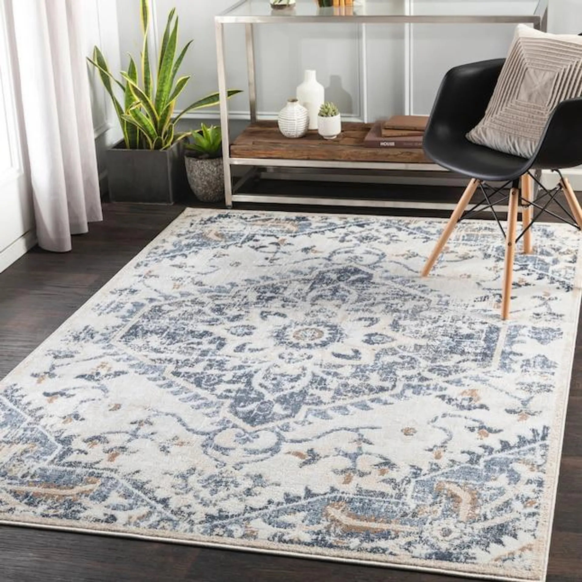 Livabliss St tropez 8 X 10 Denim Indoor Medallion Oriental Area Rug