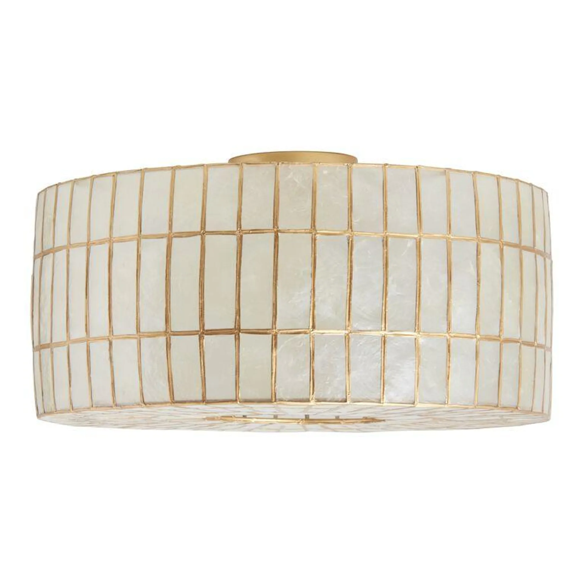 Gold Capiz Drum Flush Mount Ceiling Light